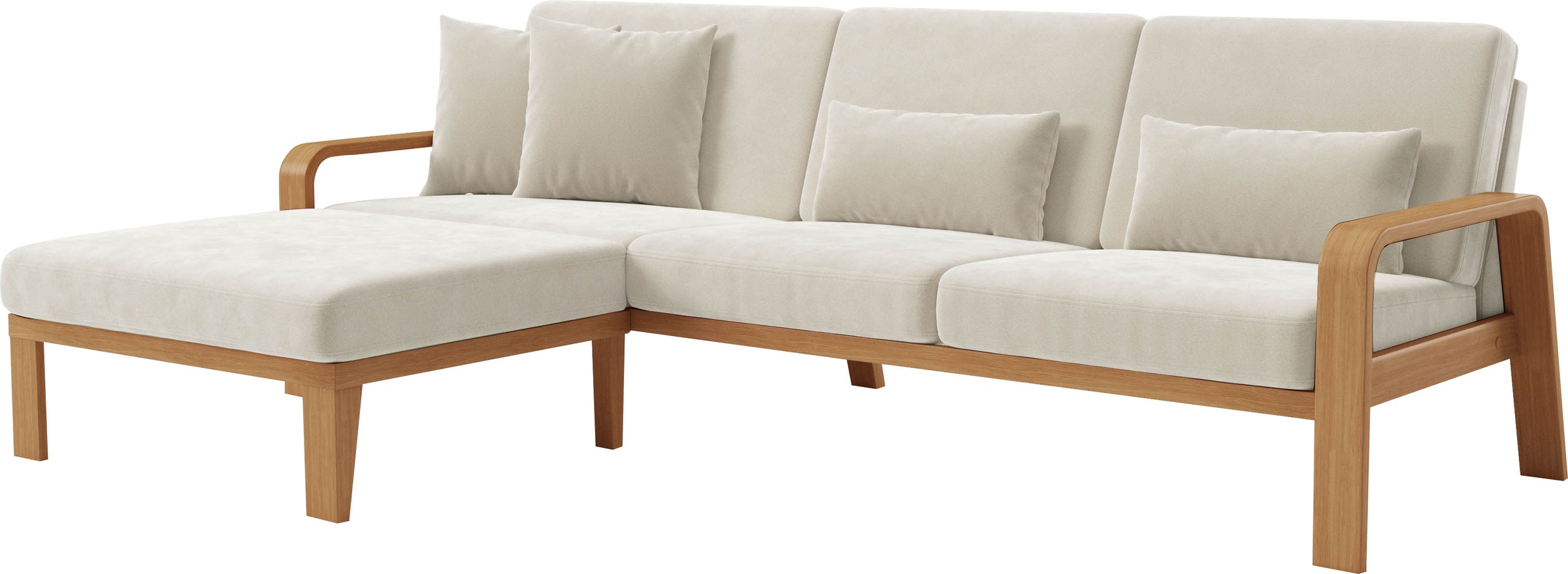 sit&more Ecksofa »Kolding L-Form« Armlehnen aus eichefarbigem Buchenholz, verschiedene Bezüge und Farben