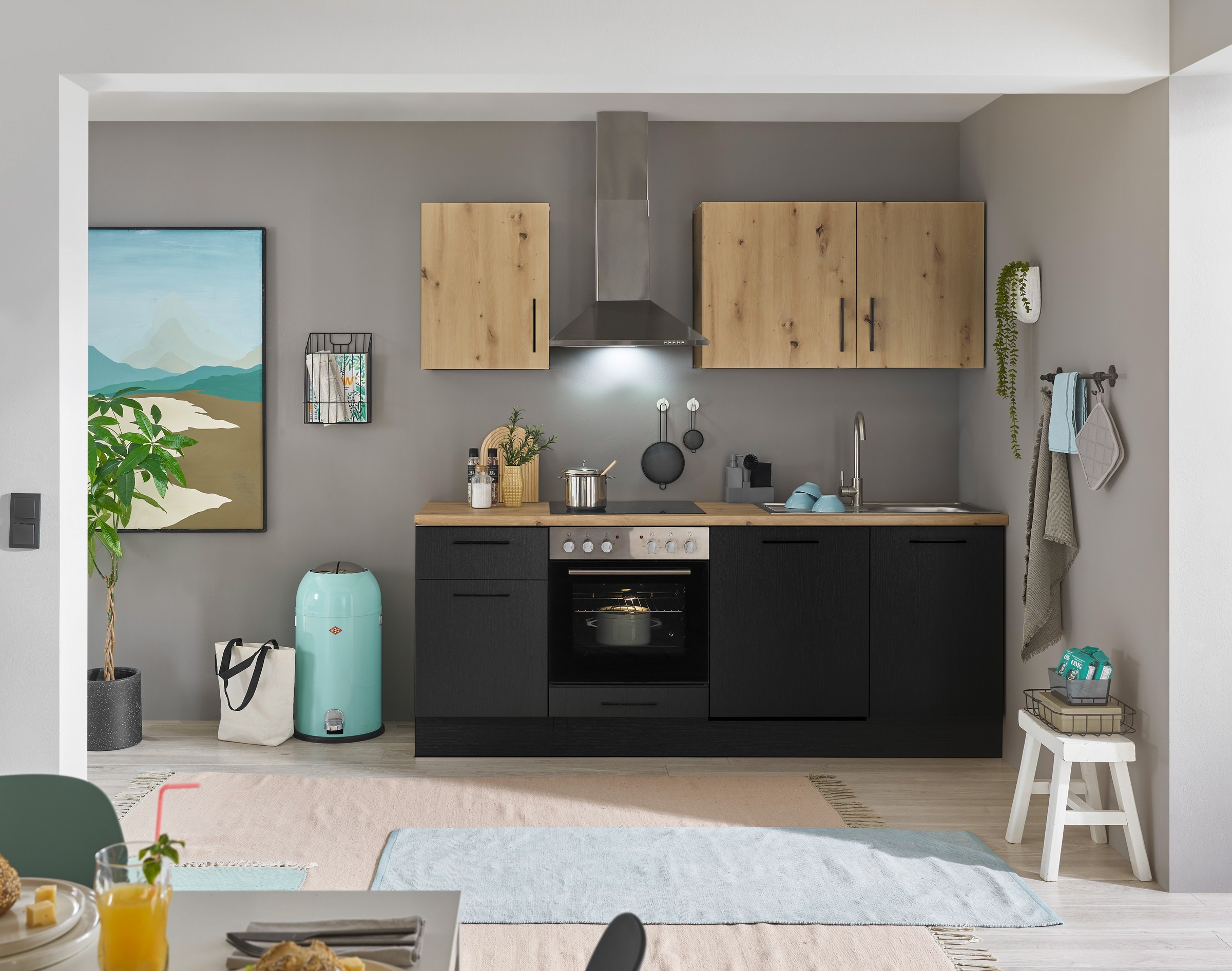 BASIC by Balculina Küchenzeile »Turin«, Breite 220 cm, wahlweise mit E-Geräten