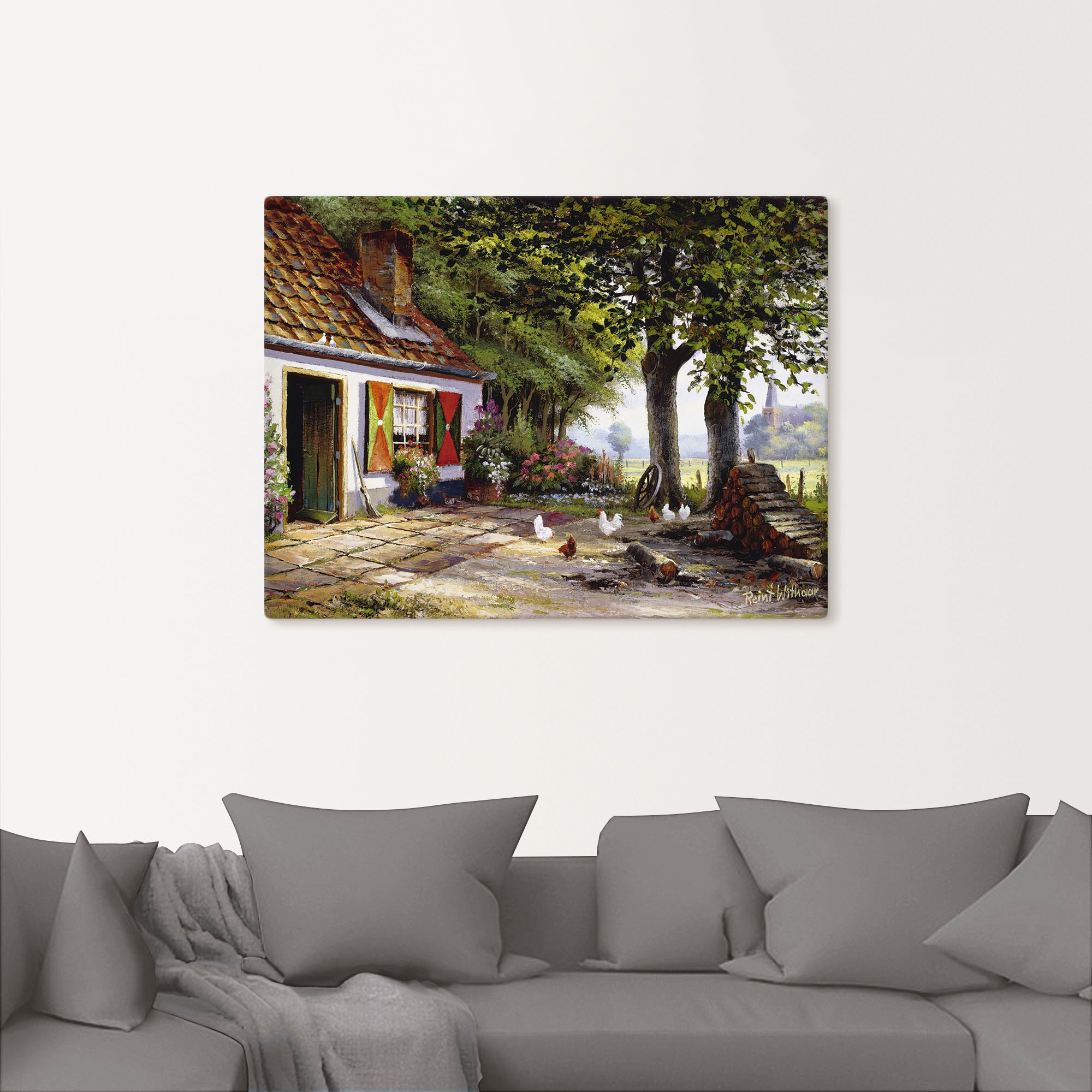 Artland Wandbild »Hühner auf dem Hof«, Garten, (1 St.), als Leinwandbild, Poster in verschied. Größen