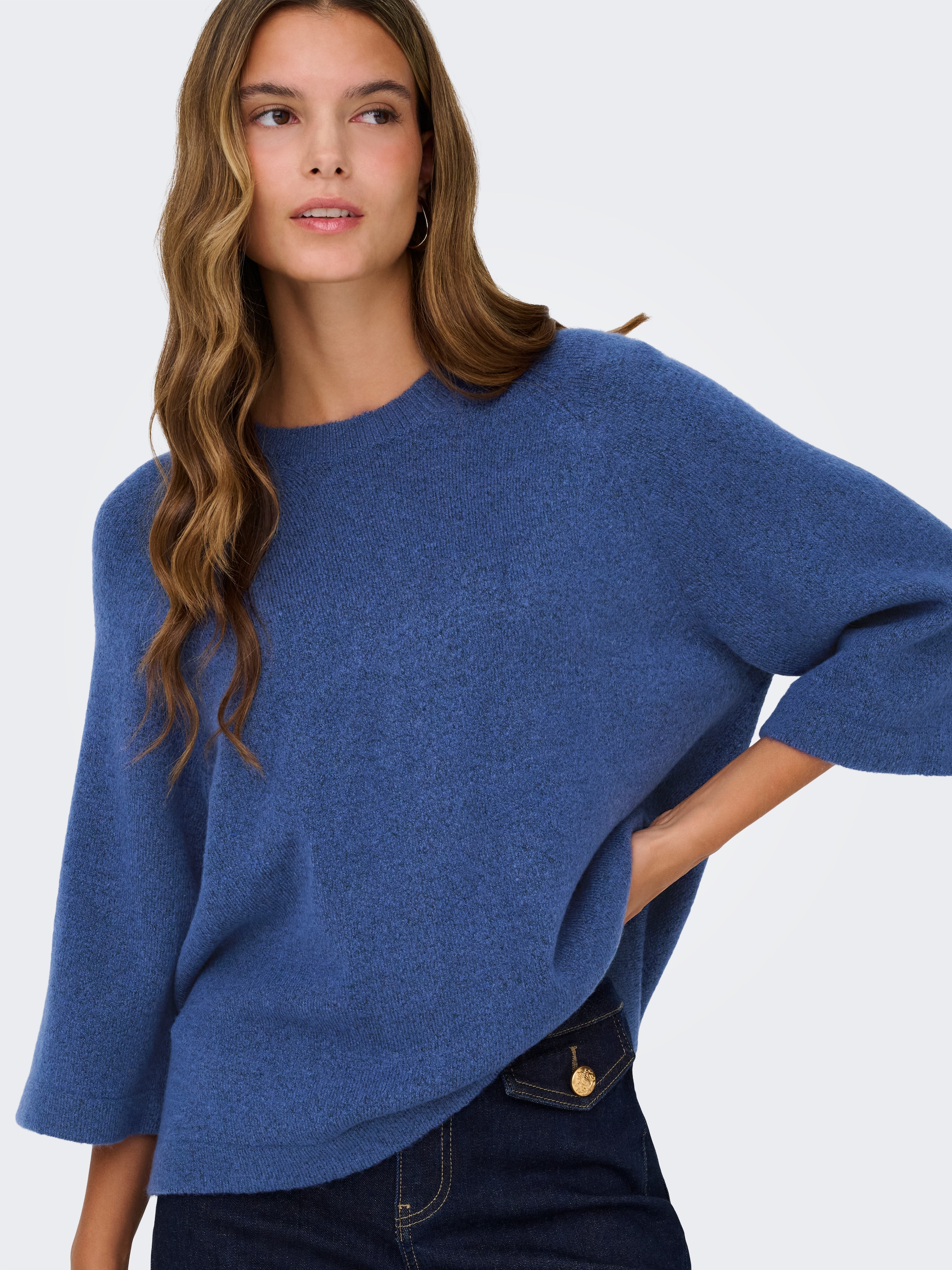 ONLY Strickpullover »ONLSIMONI 3/4 PULLOVER KNT NOOS« Materialmix, regular fit