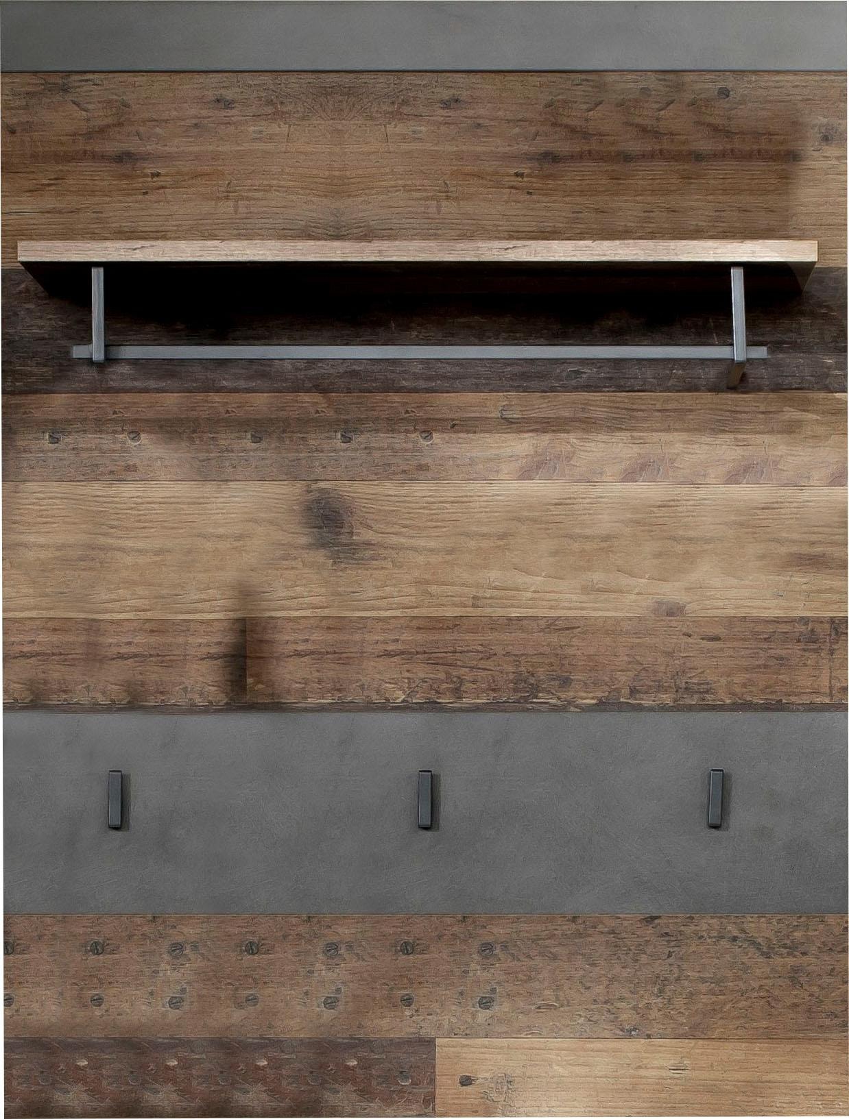 INOSIGN Garderobenpaneel »Ilana«, Wandpaneel im Industrial Style mit Haken, Kleiderstange und Hutablage