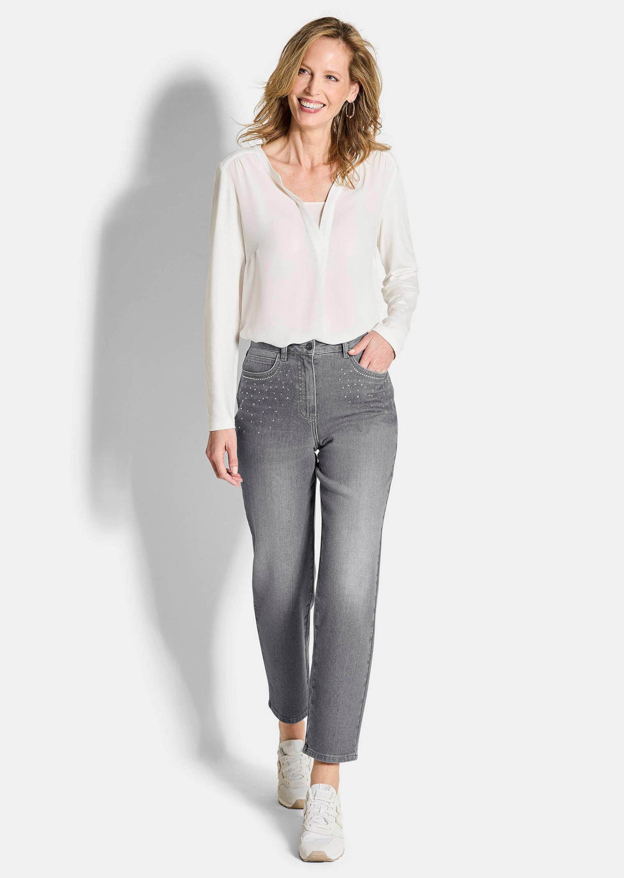 GOLDNER Stretch-Jeans »Kurzgröße Mom-Jeans SARA mit Formbund«