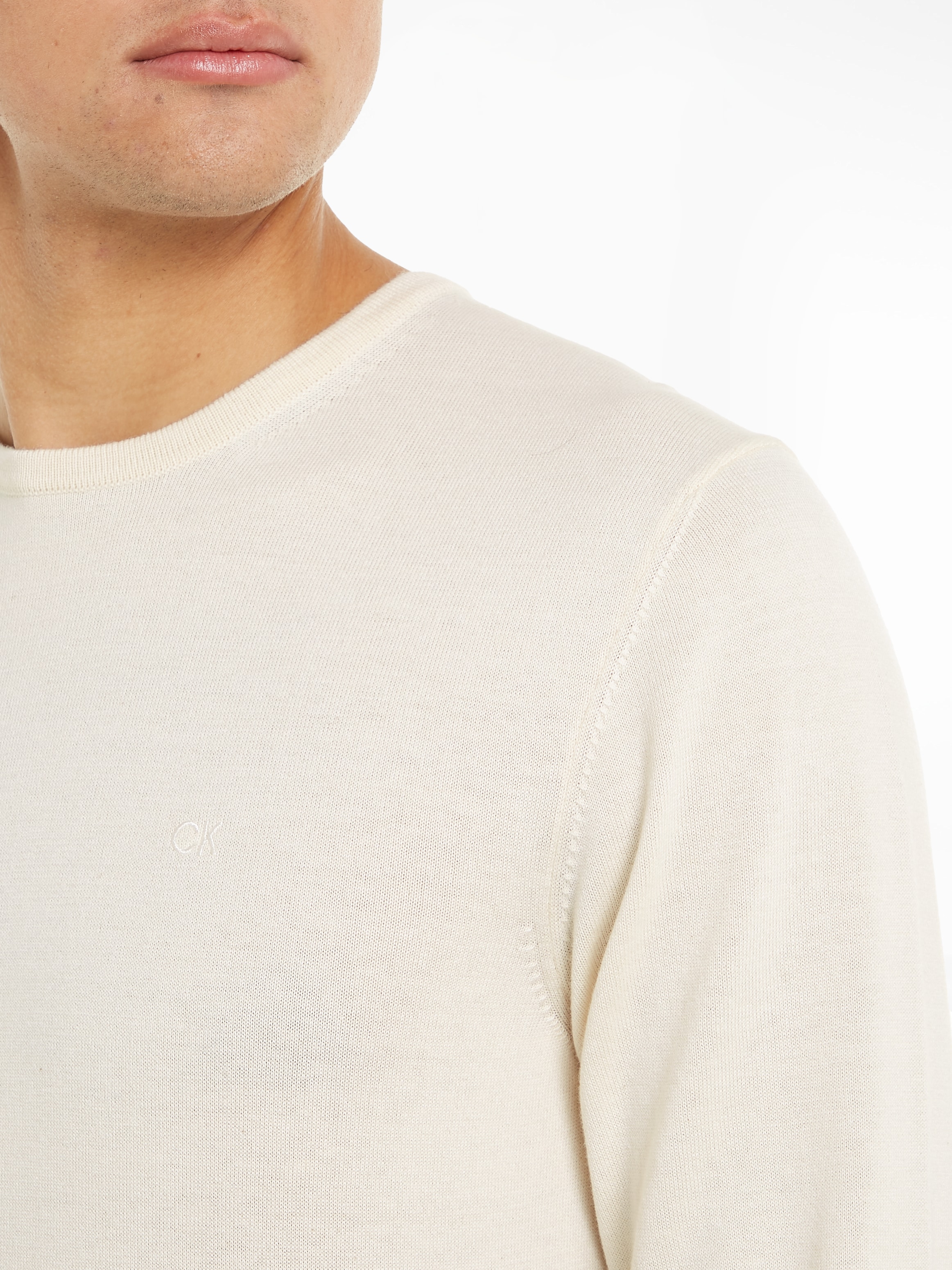 Calvin Klein Rundhalspullover »COTTON SILK BLEND CN SWEATER«, mit Logoprägung