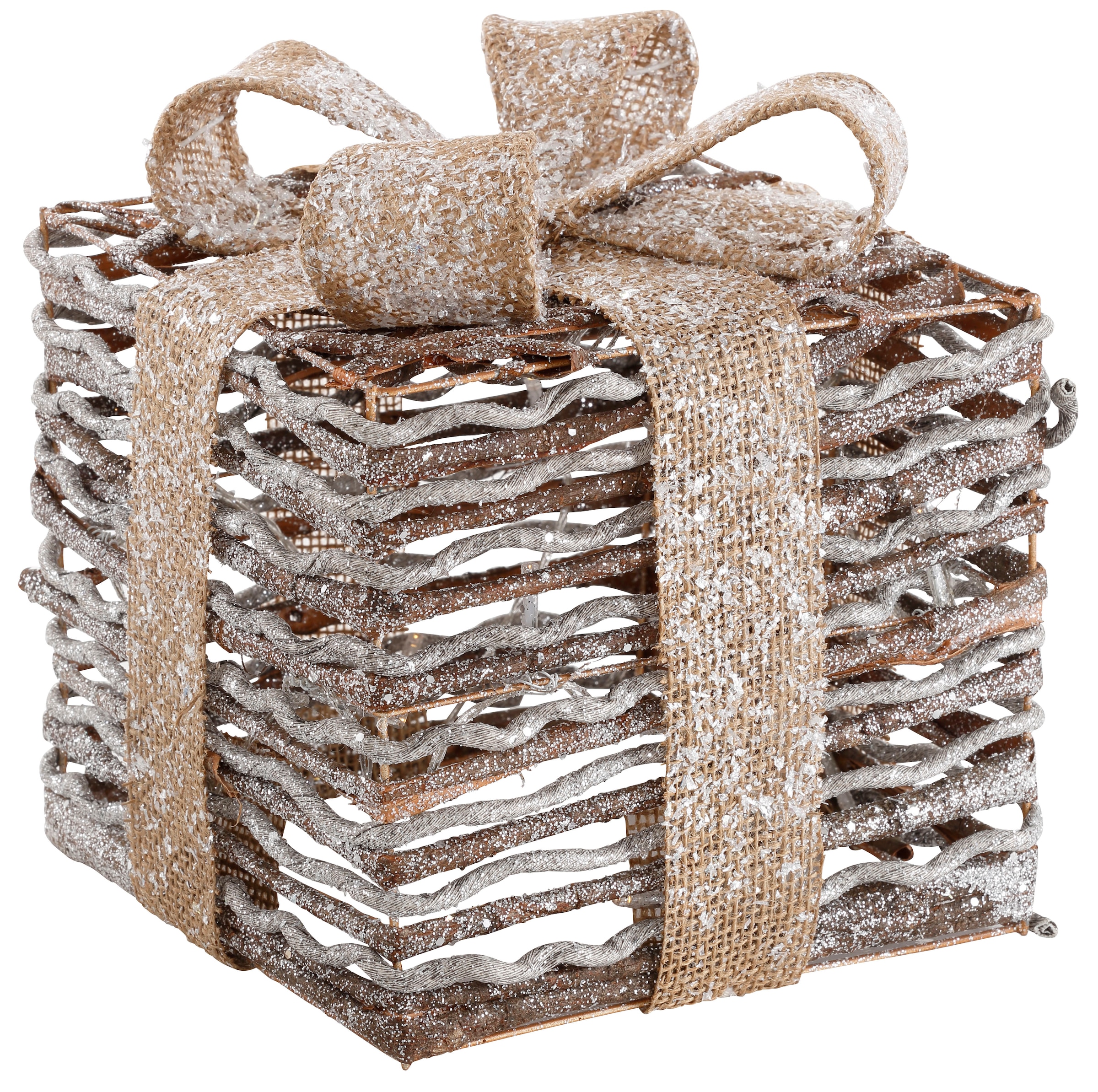 Myflair Möbel & Accessoires Dekoobjekt »Geschenkbox mit LED Beleuchtung« 2-teilig, mit Glitter 20x20x26 cm und 25x25x31 cm, Weihnachtsdeko