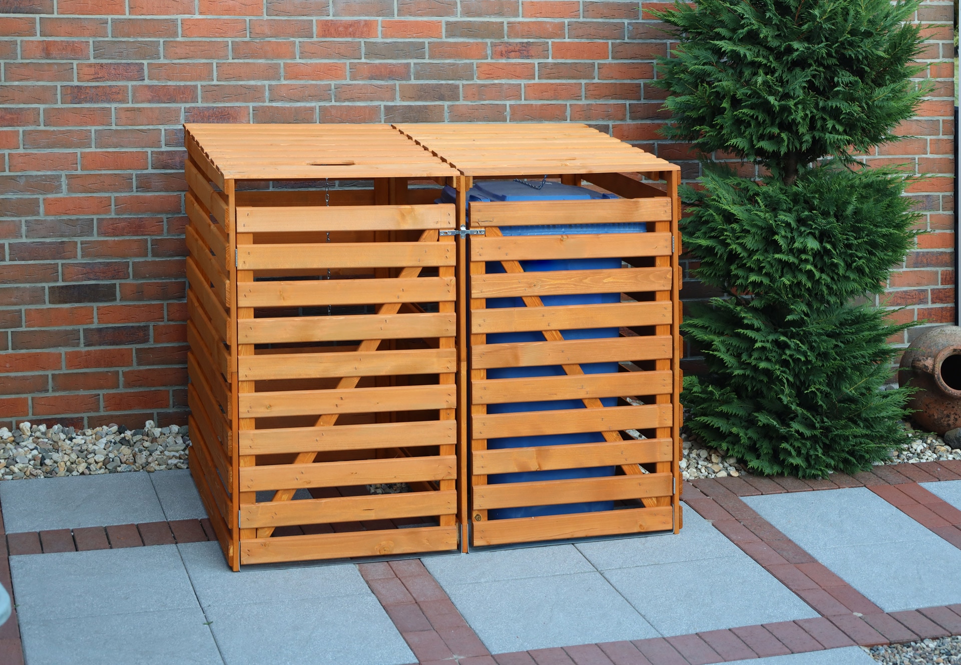 promadino Mülltonnenbox »Vario V« für 2 x 240 l, braun