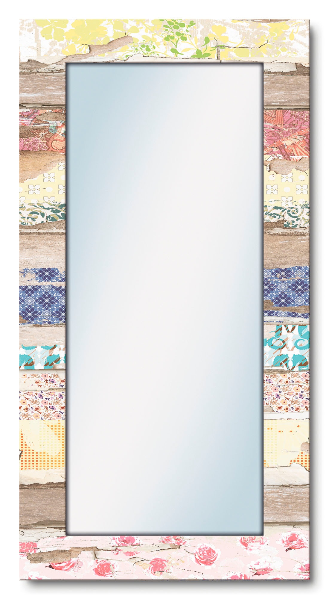 Artland Dekospiegel »Verschiedene Muster auf Holz«, gerahmter  Ganzkörperspiegel, Wanspiegel mit Motivrahmen, modern bestellen bei OTTO
