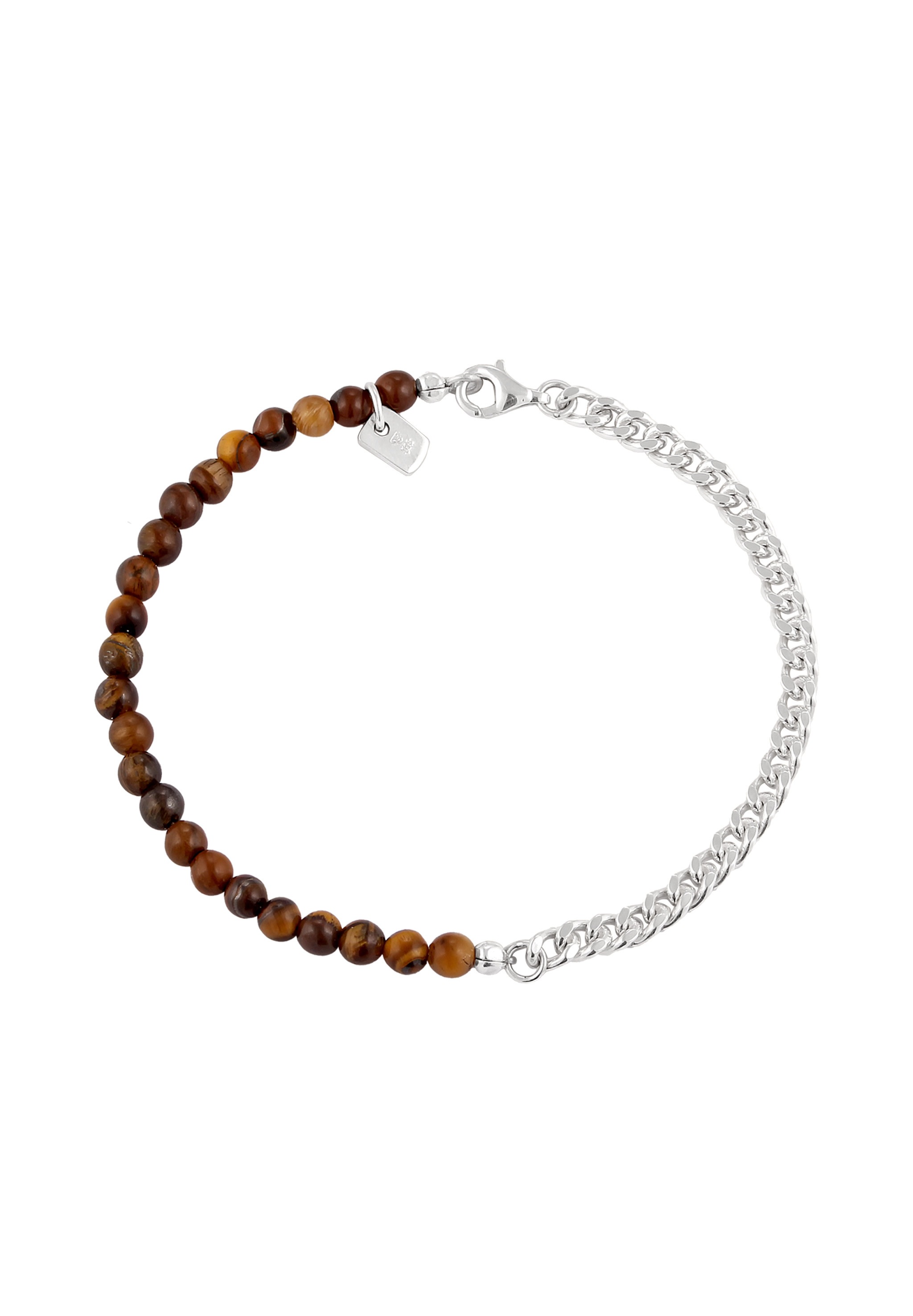 Kuzzoi Armkette »Armband Tigerauge Perlen Braun 925 Sterling Silber«