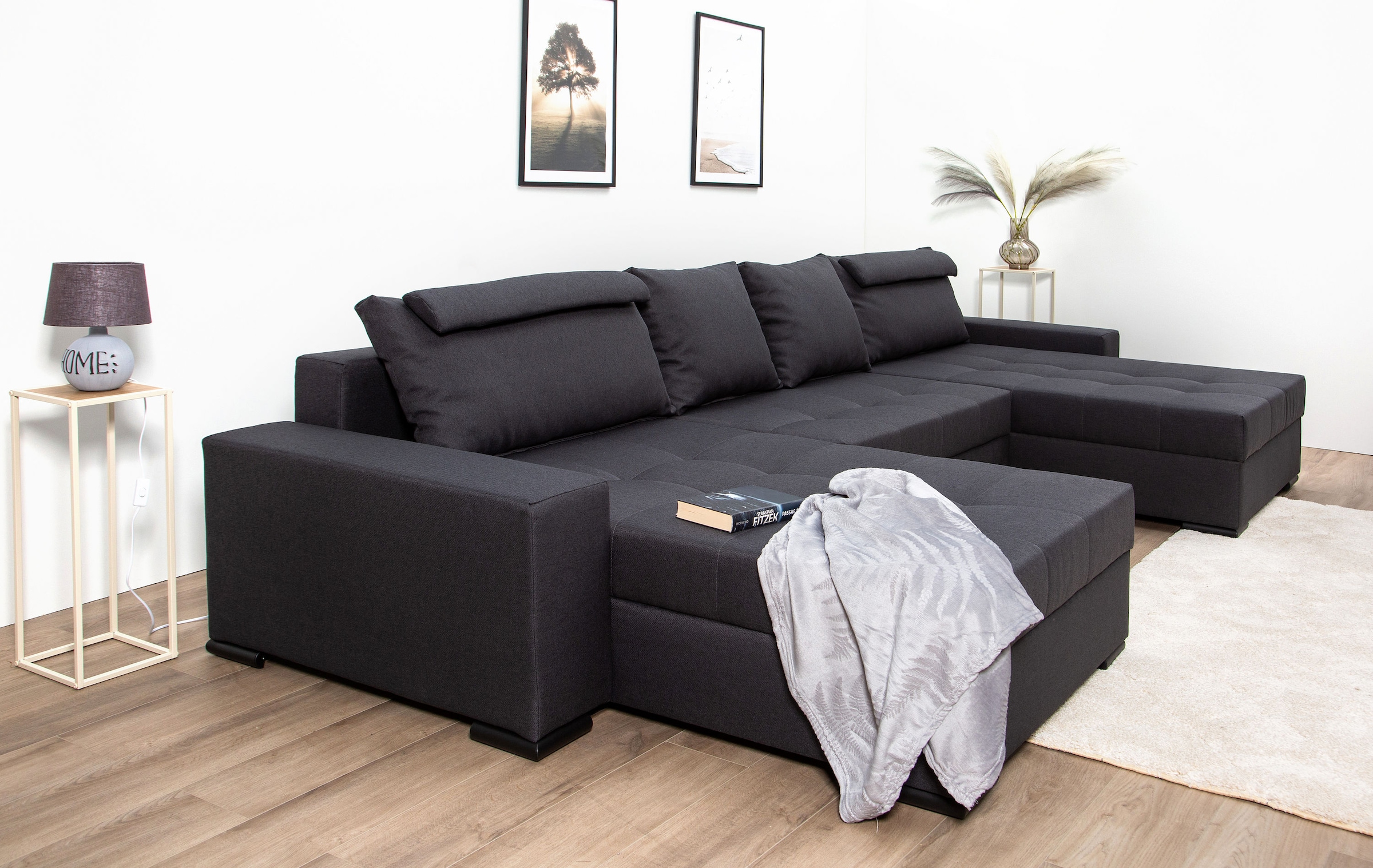 COLLECTION AB Wohnlandschaft »XXXL-Josy Relax U-Form Breite 352 cm, mit 2 gleich großen Recamieren«, inkl. Bettfunktion, Bettkasten, mit 4 Rückenkissen in zwei Größen