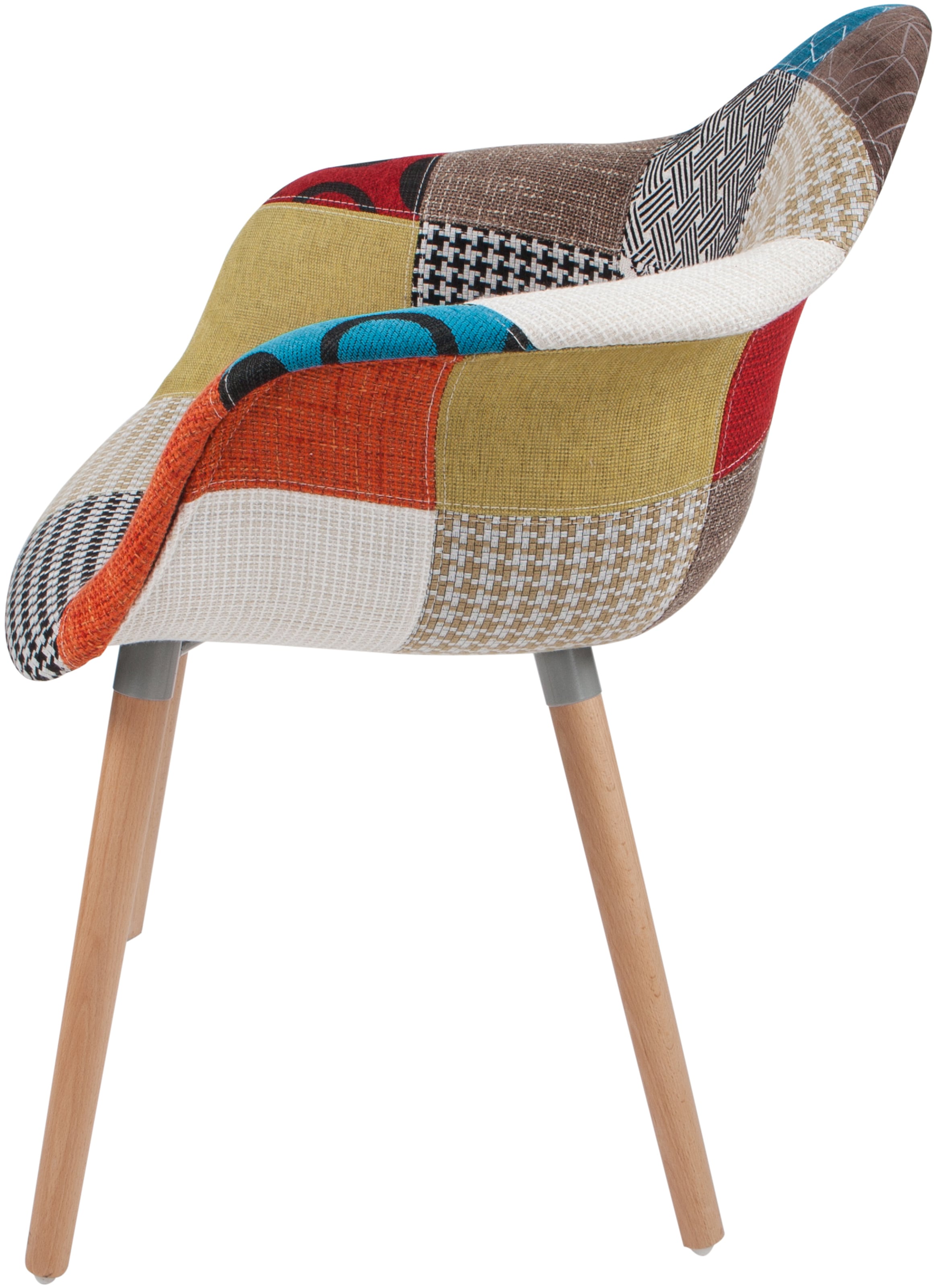 Kayoom Polsterstuhl »Stuhl Dave 110 2er-Set Multi, bequemer Stuhl mit Patchwork-Muster«, (Set), 2 St., stilvoll, elegant, elegante Naturholzbeine, attraktive Farbkombination