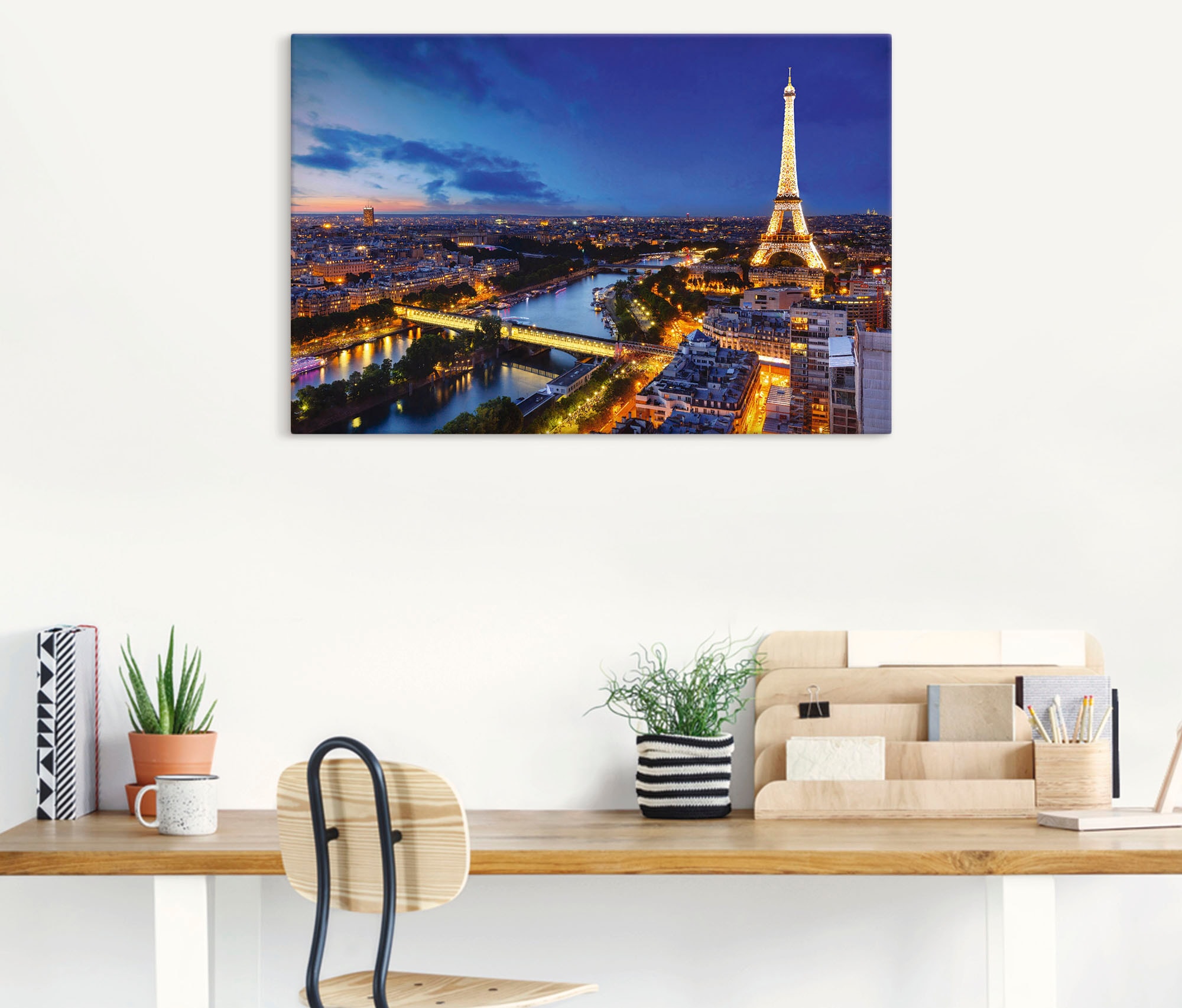 Artland Wandbild »Eiffelturm Paris, oder Leinwandbild, Poster als Wandaufkleber Shop Seine (1 am Online im Abend, OTTO Alubild, versch. in und St.), Paris«, Größen