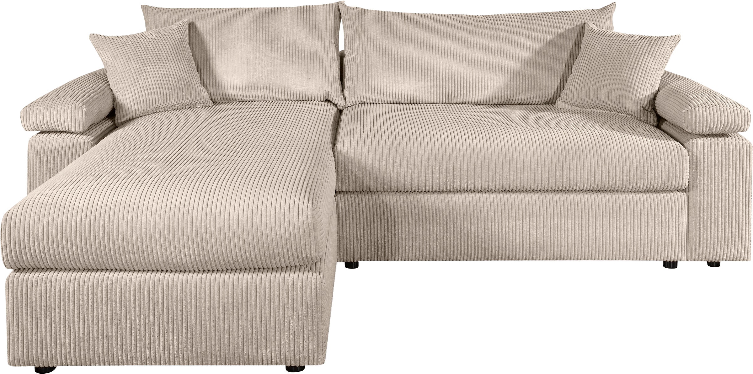OTTO home Ecksofa »Cosy L-Form, B: 234 cm, Sitzaufbau im Sandwich-Federkern« 2 Zierkissen, Mega-Sofa, Cord oder Struktur weich, Kaltschaumauflage