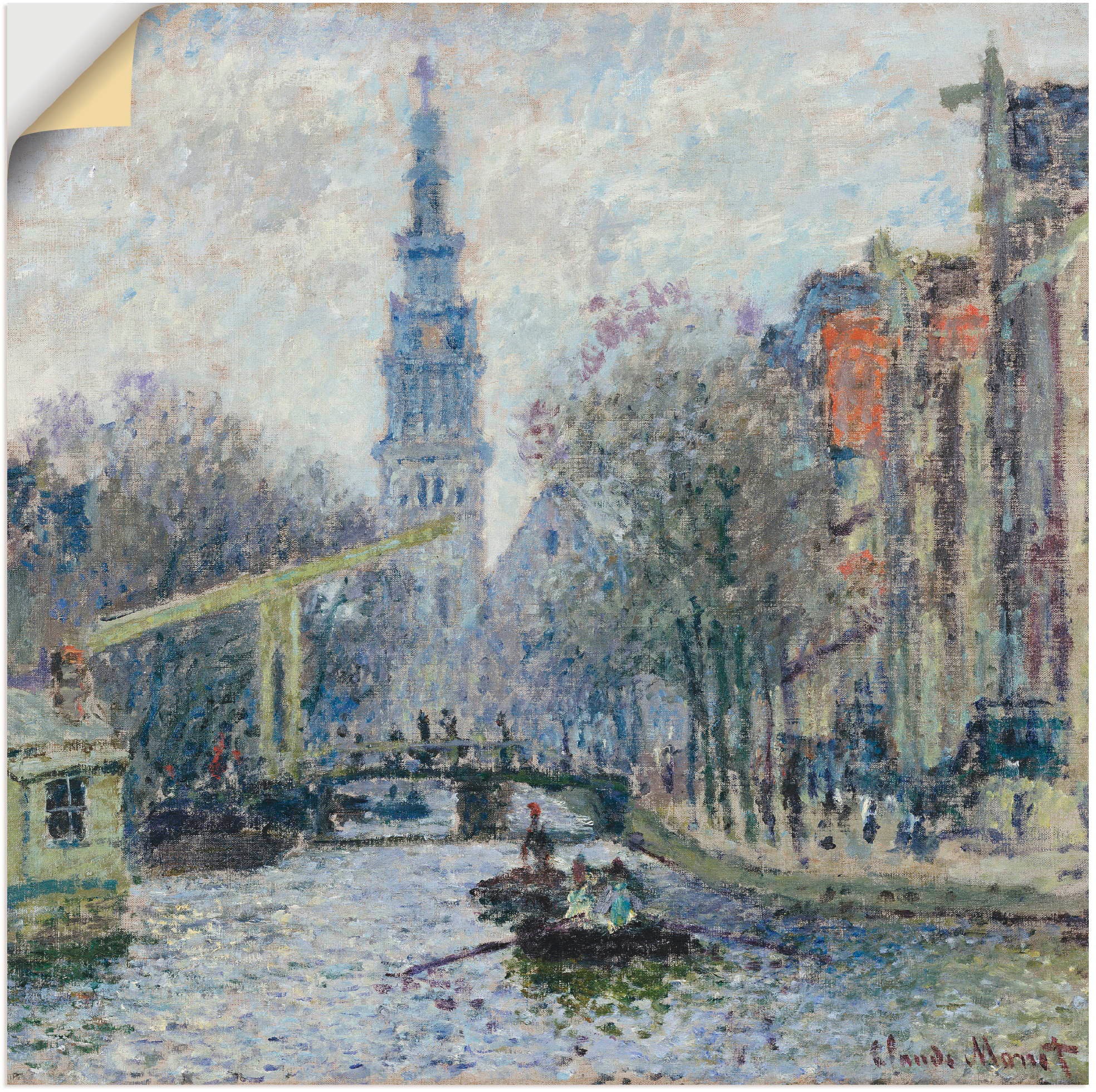 Artland Wandbild »Ansicht von Amsterdam mit Kanal. 1874«, Niederlande, (1 St.), in vielen Größen & Produktarten - Alubild / Outdoorbild für den Außenbereich, Leinwandbild, Poster, Wandaufkleber / Wandtattoo auch für Badezimmer geeignet