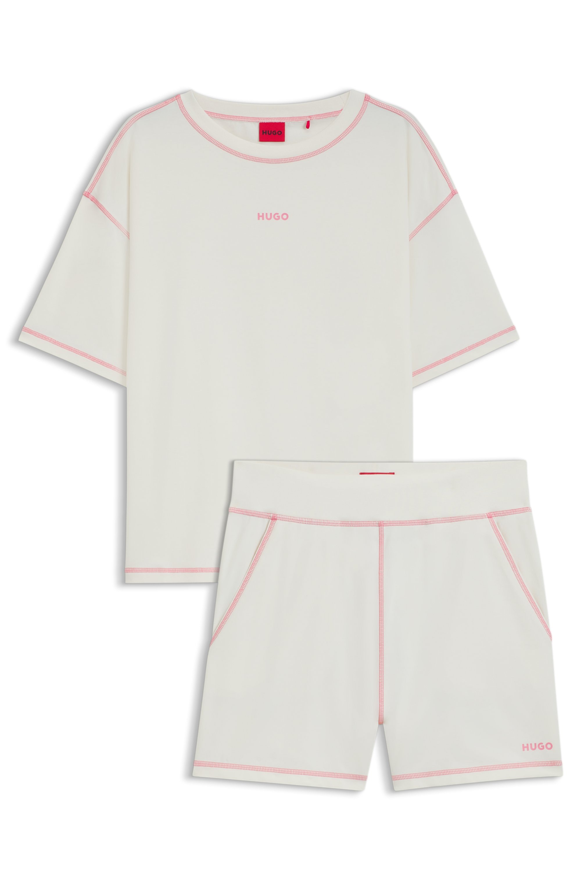 HUGO Underwear Shorty »NITE_SET«, kontrastfarbene Nähte, relaxed fit
