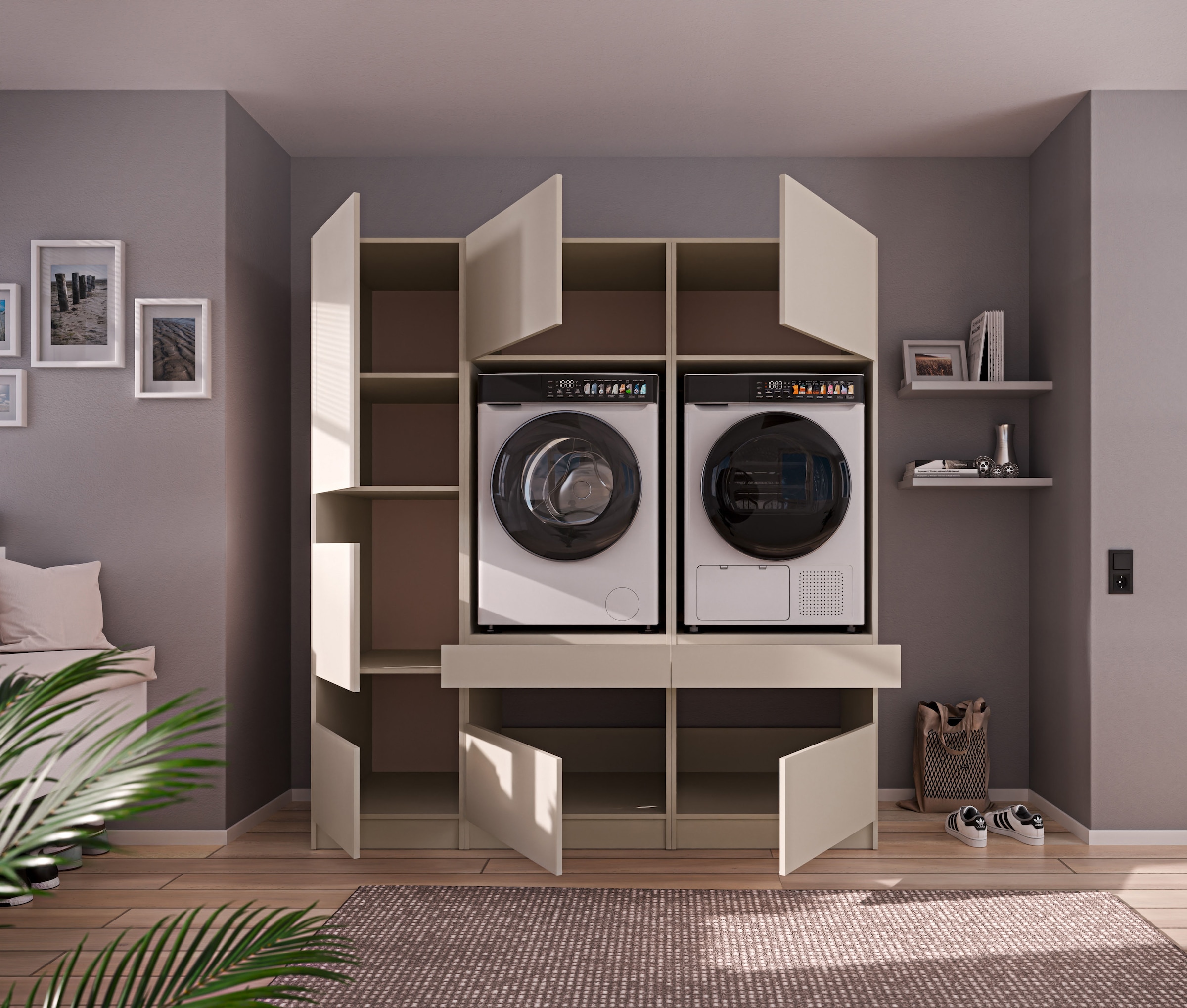 BASIC by Balculina Mehrzweckschrank-Set »Washhome B/T/H 186x68x200 cm« 3 Stk. tlg.
