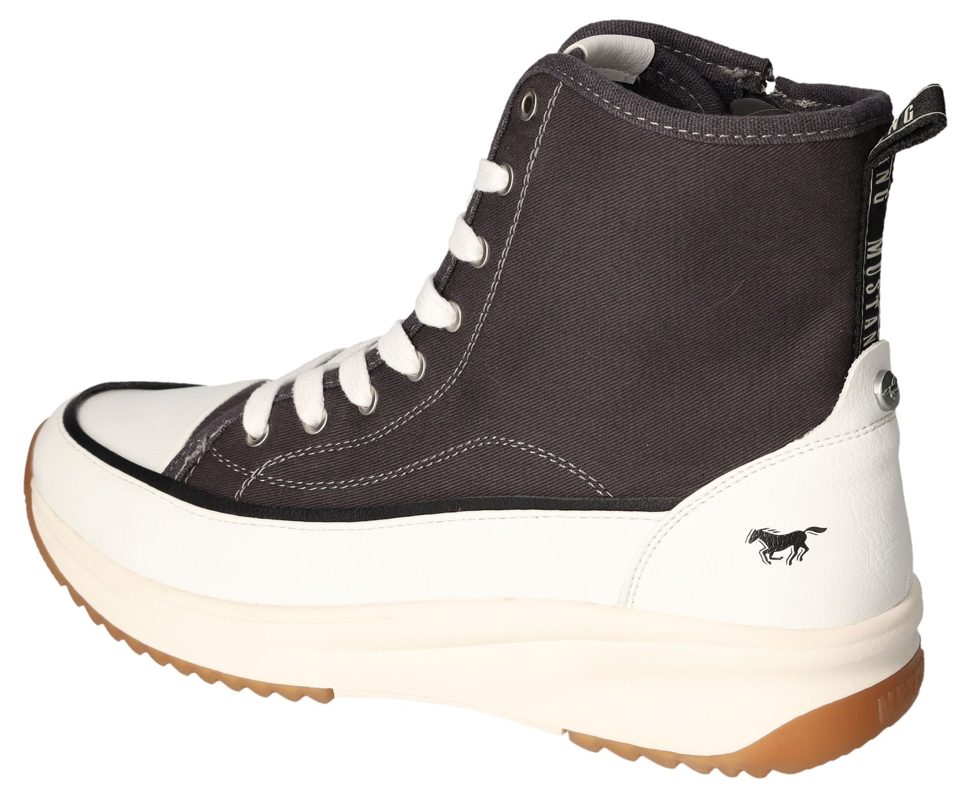 Mustang Shoes Schnürboots, Plateau, High Top-Sneaker, Freizeitschuh mit Reißverschluss