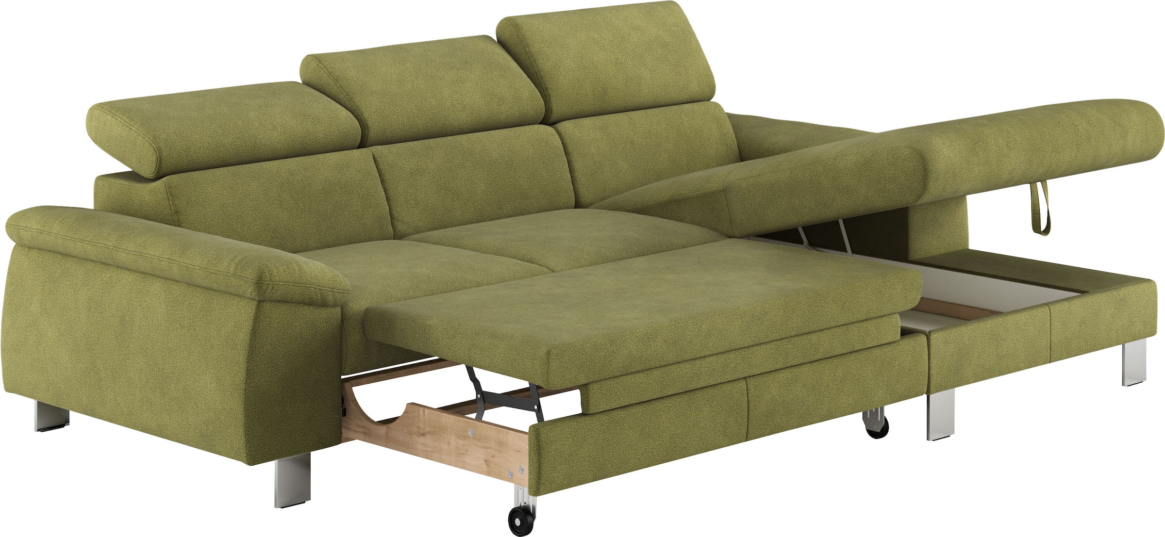 COTTA Ecksofa Komaris, Ecksofa, wahlweise mit RGB-LED-Beleuchtung und Bettfunktion/Bettkasten