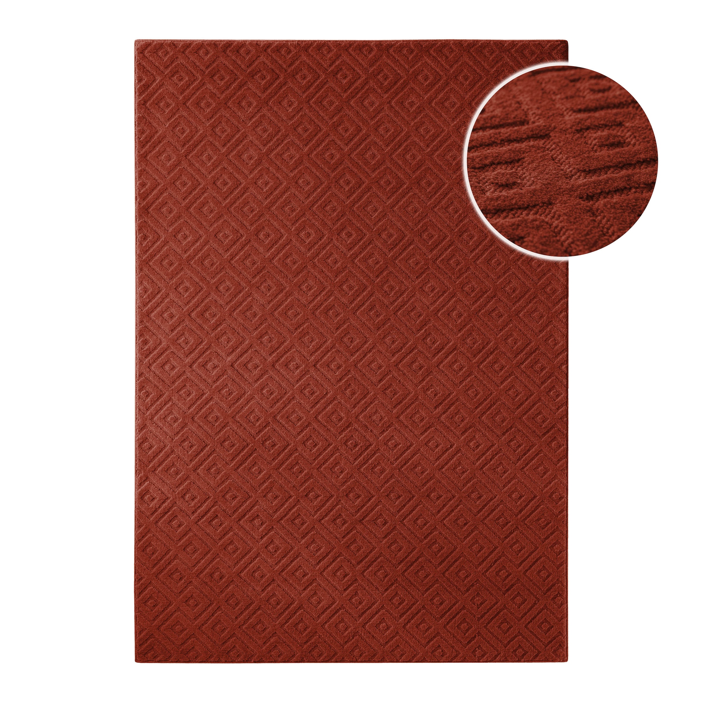 Wecon home Teppich »Castello TWO« rechteckig 7 mm Höhe Schurwolle, Kurzflor mit Hoch-Tief-Effekt, Wohnzimmer, Rautenmuster