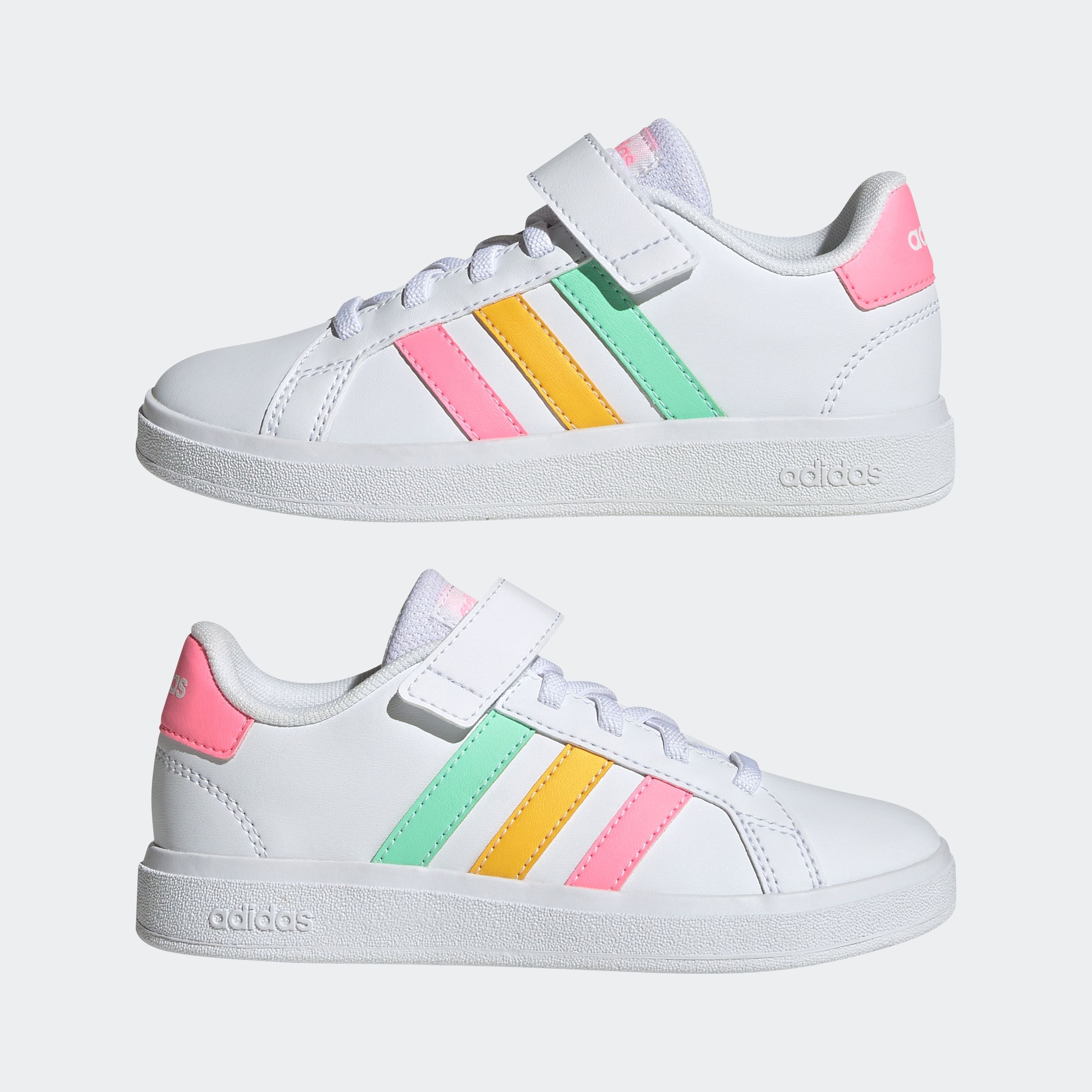 adidas Sportswear Klettschuh »GRAND COURT COURT ELASTIC LACE AND TOP STRAP«, Design auf den Spuren des adidas Superstar