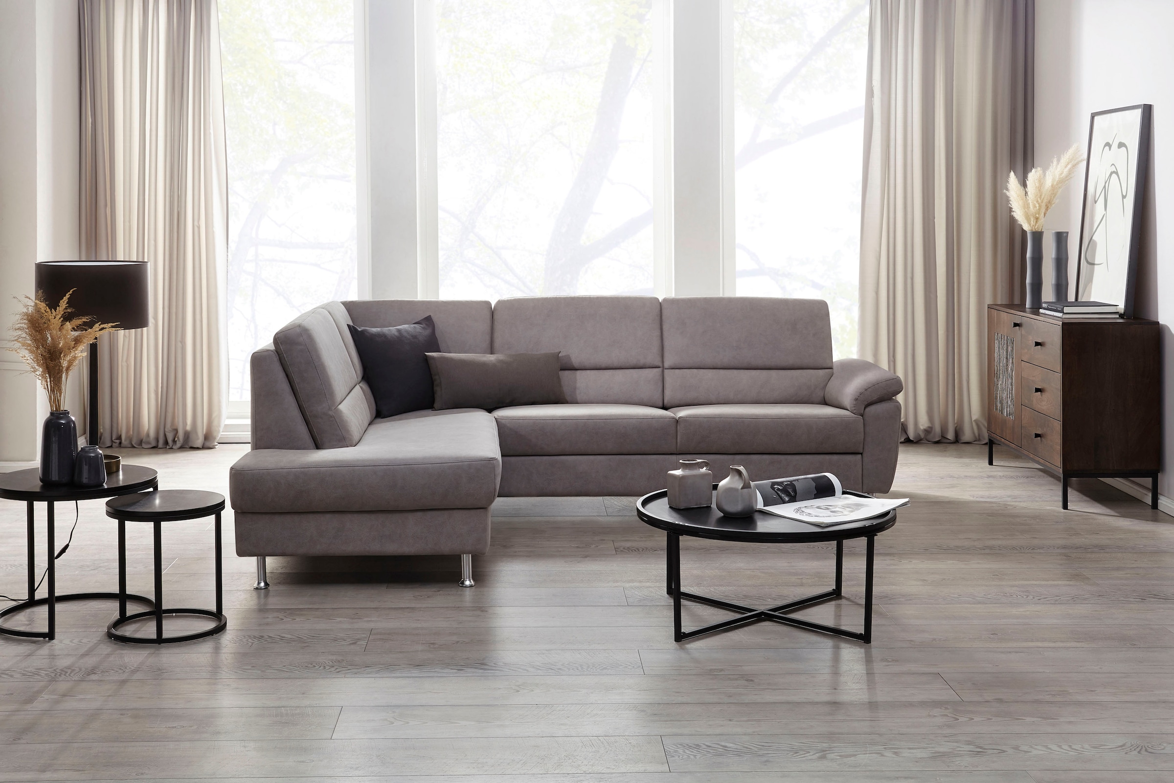 CALIZZA INTERIORS Ecksofa »Onyx L-Form«, Ottomane links oder rechts, wahlweise mit Bettfunktion, Breite 257 cm