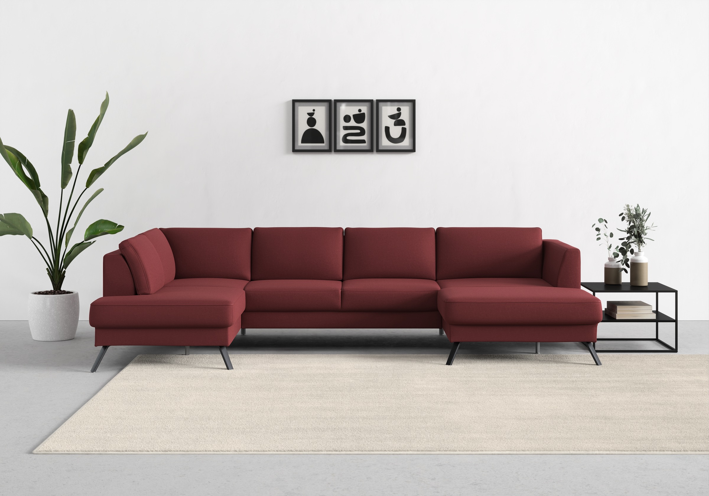 sit&more Wohnlandschaft »Lindholm U-Form« mit Sitztiefenverstellung und Federkern