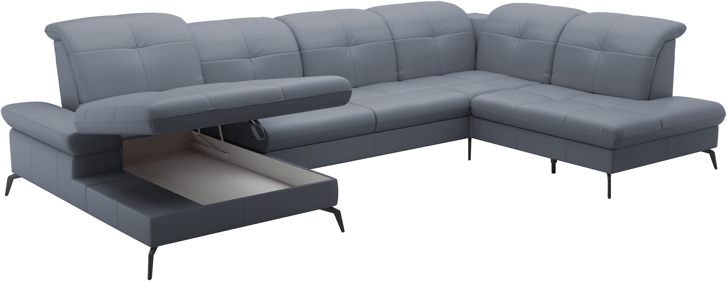 sit&more Wohnlandschaft »Amica, U-Form, inkl. Sitztiefenverstellung und Armteilverstellung«, wahlweise mit Kopfteilverstellung, Bettfunktion und Bettkasten