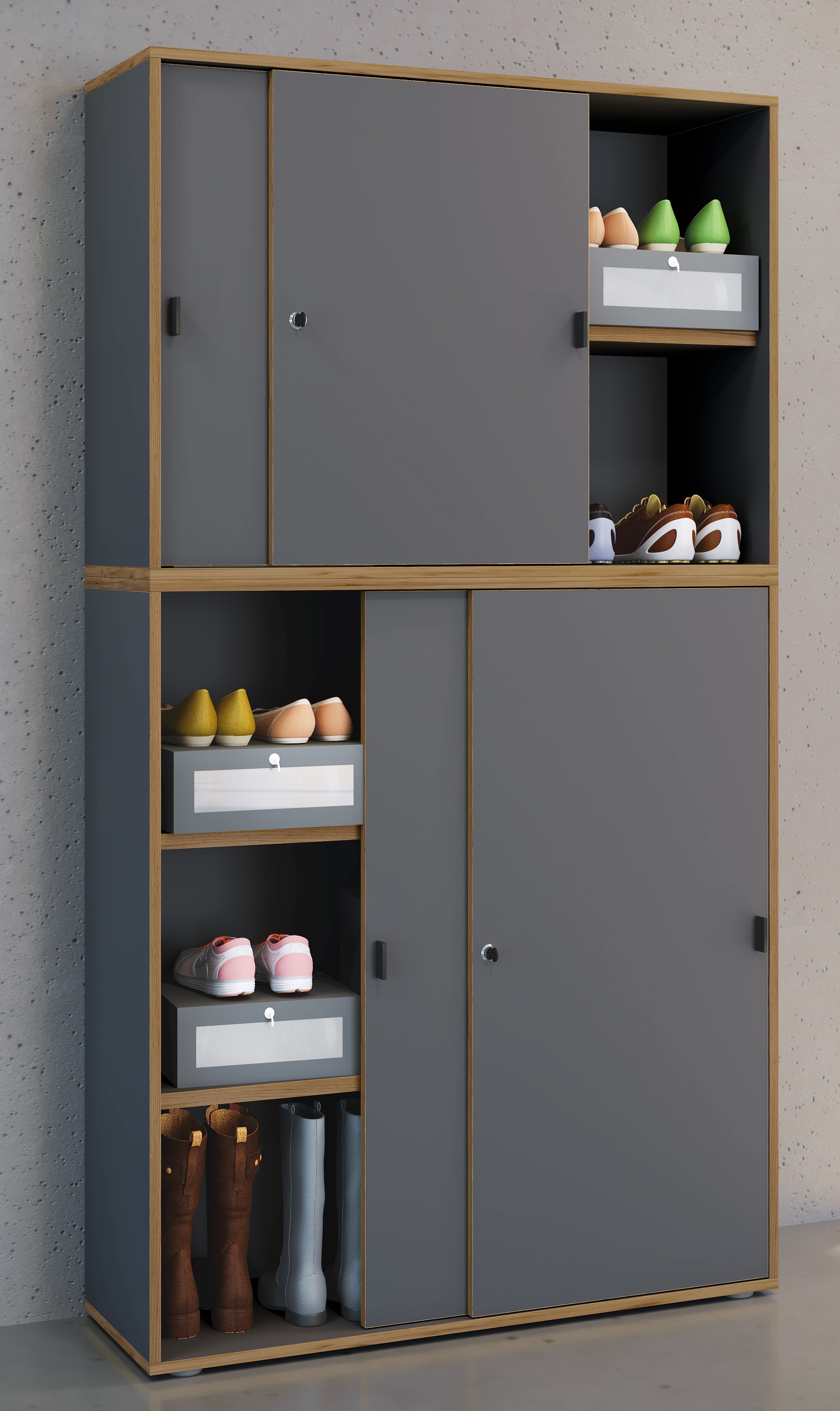 VCM Aktenschrank »VCM Holz Büroschrank Ordner Aktenschrank Büromöbel Schrank Salia 5-fach Breite 100 cm Schiebetüren«, (1 St.)