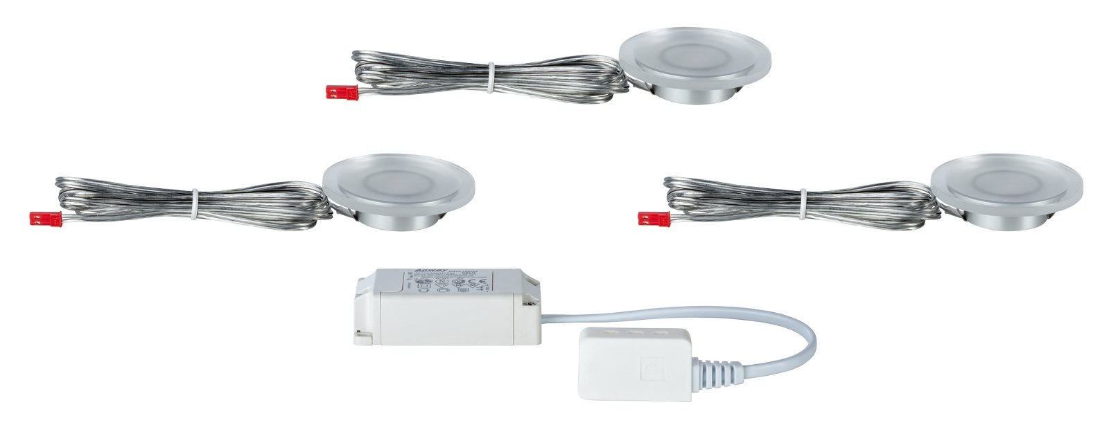 Paulmann Unterschrankleuchte »EBL Set Whirl mini rund LED 3x2,4W 7VA 230V/700mA 65mm Satin/Acryl«, 3 flammig, LED Möbel Einbauleuchten Set