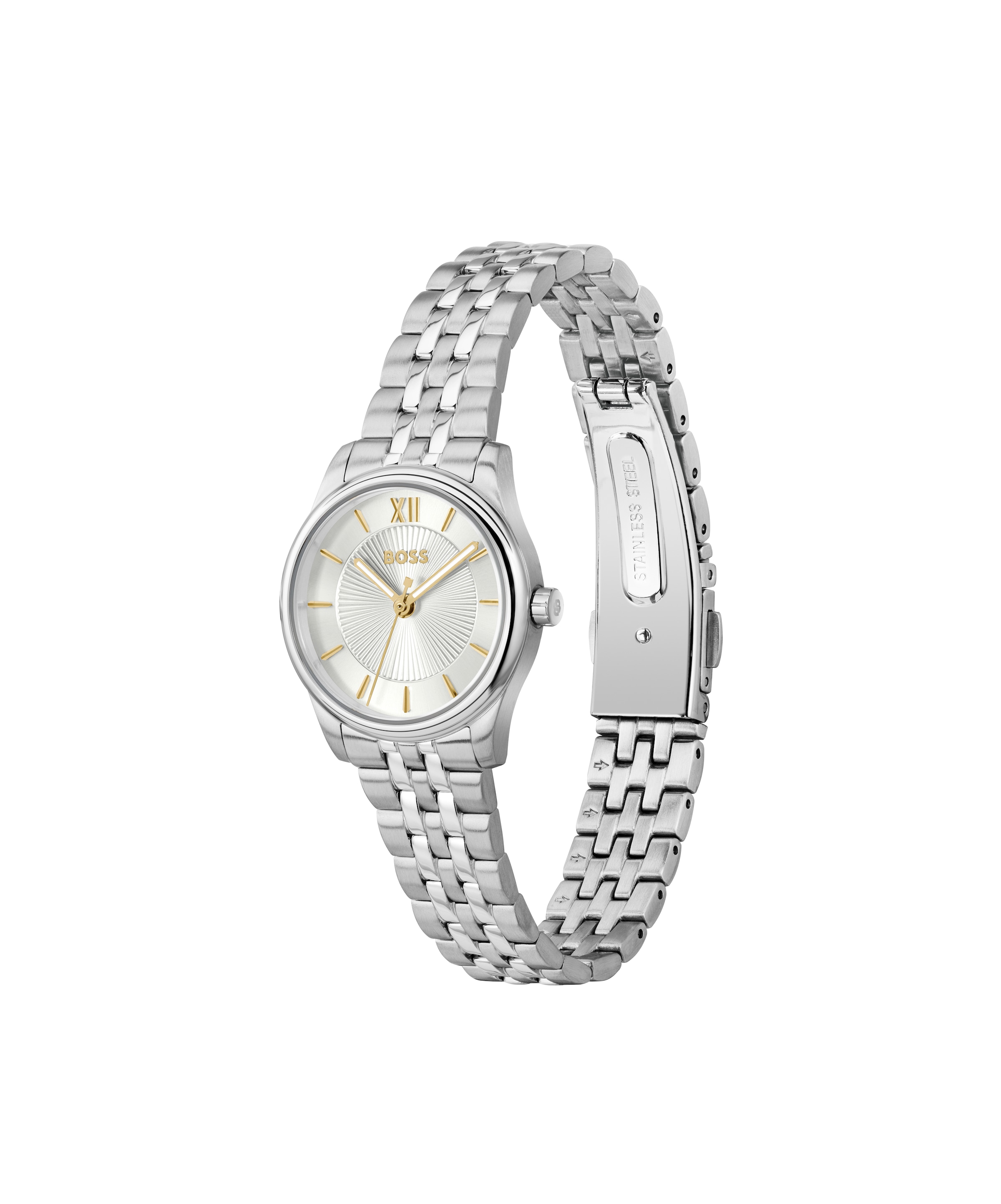 BOSS Quarzuhr »GRACEFUL MINA« Armbanduhr, Damenuhr, Edelstahlarmband, analog