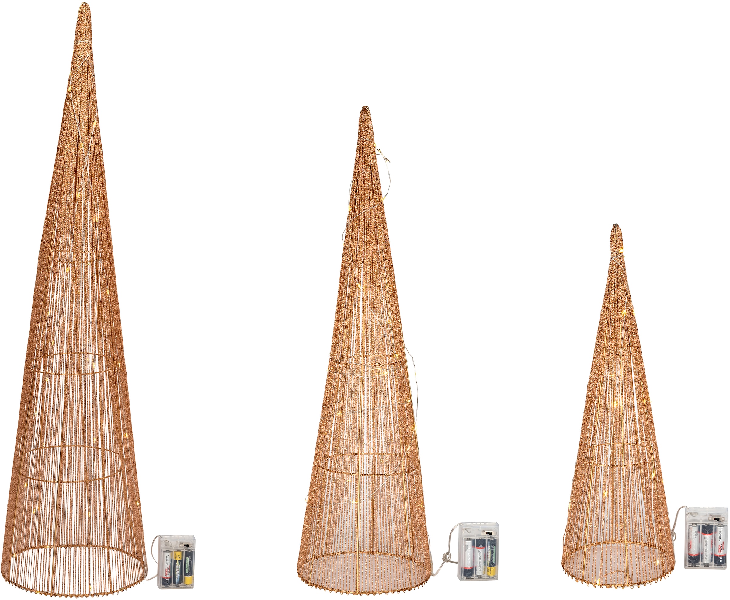 Star-Max LED Dekolicht »Pyramiden mit LED-Beleuchtung, Weihnachtsdeko, LED-Bäume«, 90 flammig-flammig, Effektvolle schimmernde Leucht Pyramiden in 3 Größen