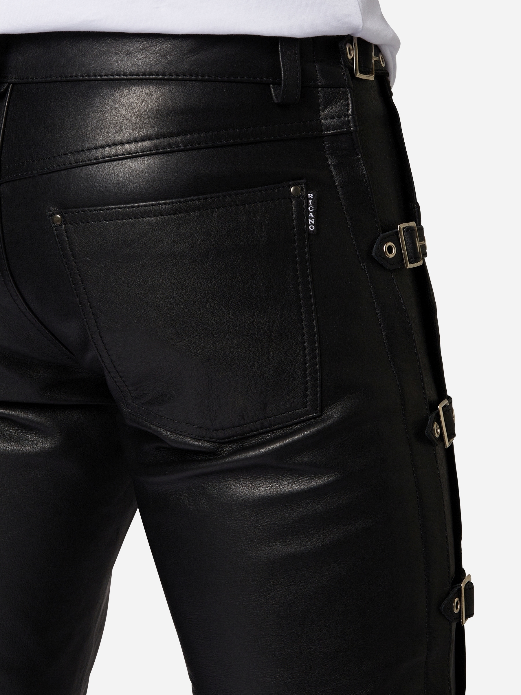 RICANO 5-Pocket-Hose »Lederhose Buckle Schnallenhose«  Handgefertigt aus echtem Leder