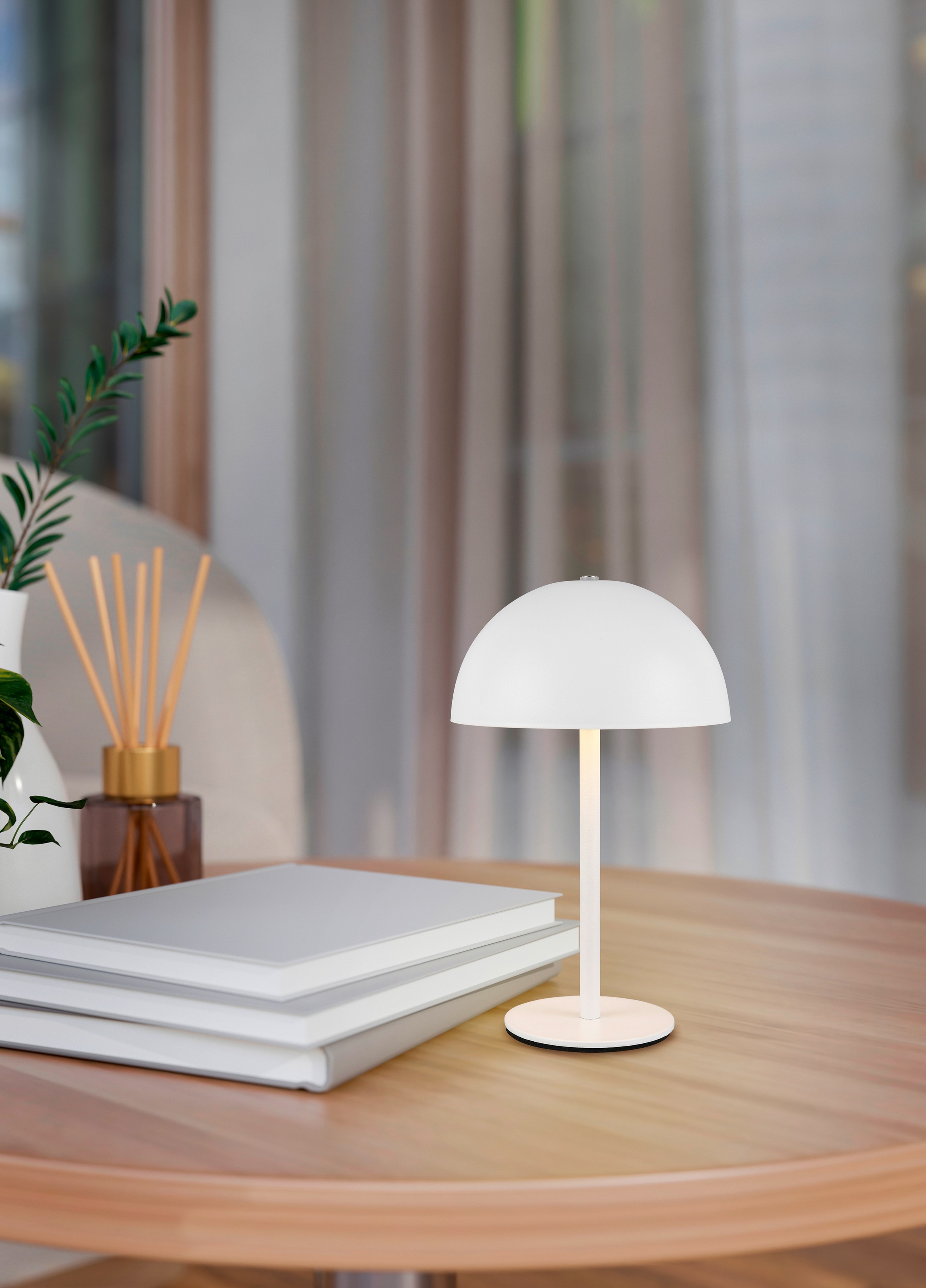 REALITY Leuchten LED Tischleuchte »MUNOZ, Akku Tischleuchte mit Touchdimmer + USB Anschluss, IP20 indoor« LED-Board 1 Stk. Warmweiß bis zu 10h Akkulaufzeit, laden per USB max 7-9h, Akku Leuchte Pilzform