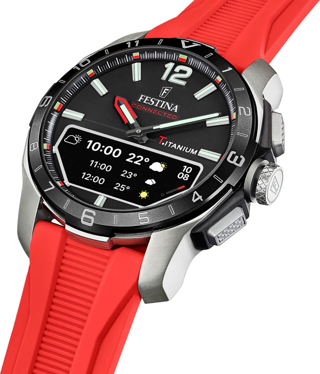 Festina Smartwatch »Connected D«, Quarzuhr, Armbanduhr, Herrenuhr, Schrittzähler, Weltzeit, Stoppfunkt.