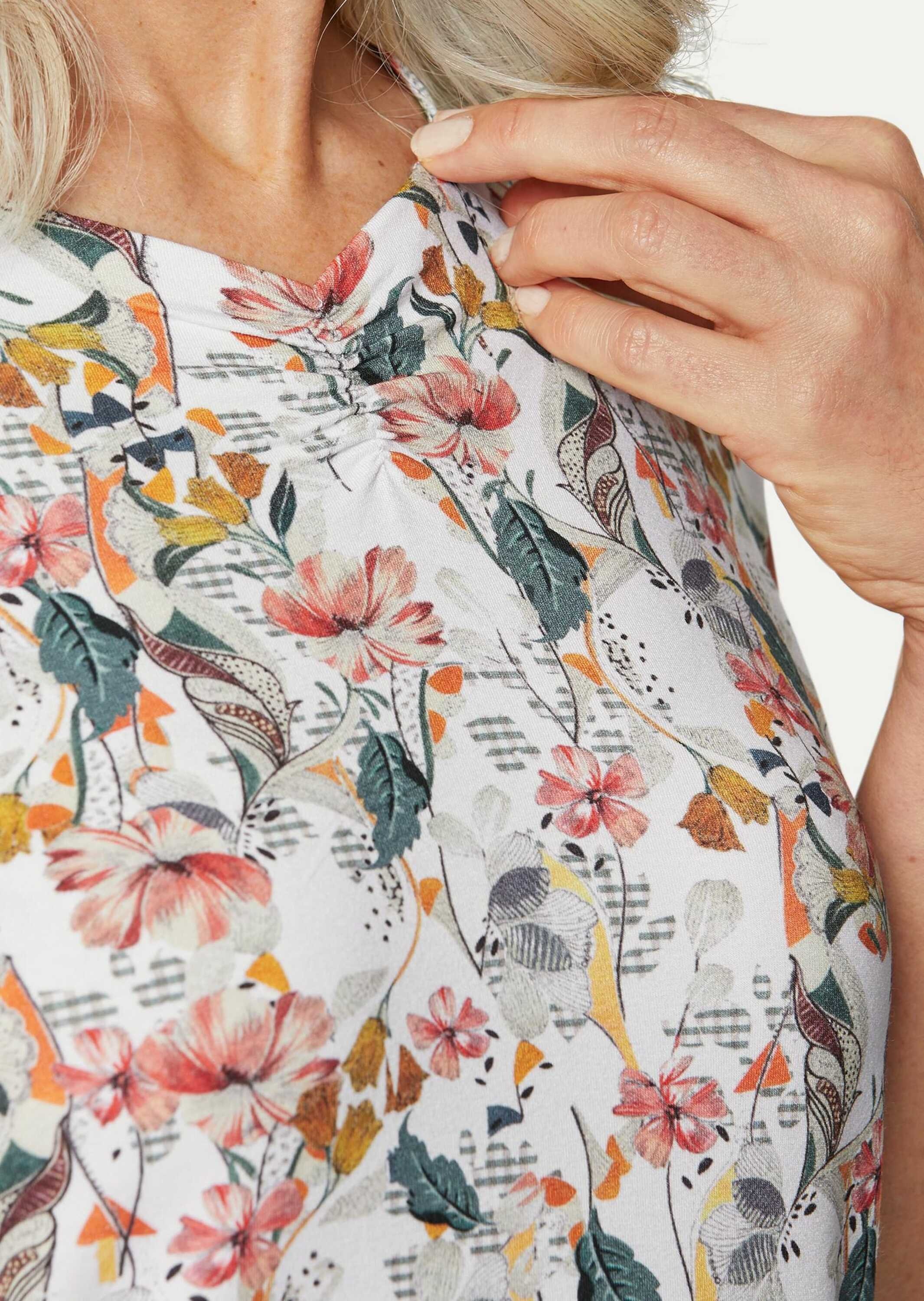 GOLDNER Kurzarmshirt »Schönes Druckshirt mit außergewöhnlichem Ausschnitt«