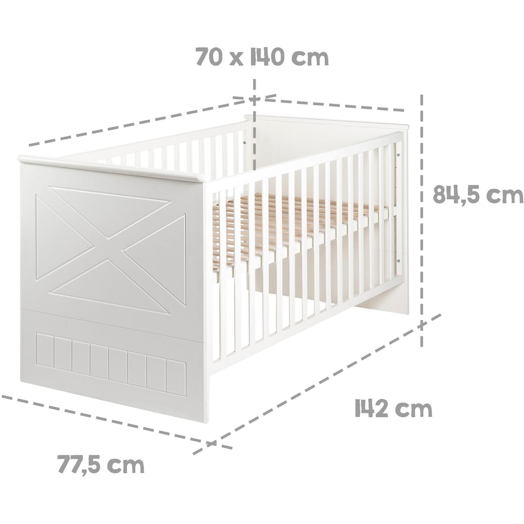 roba® Babyzimmer-Komplettset, (Set, 3 St., Kinderbett, Schrank, Wickelkommode), mit Kinderbett, Schrank und Wickelkommode