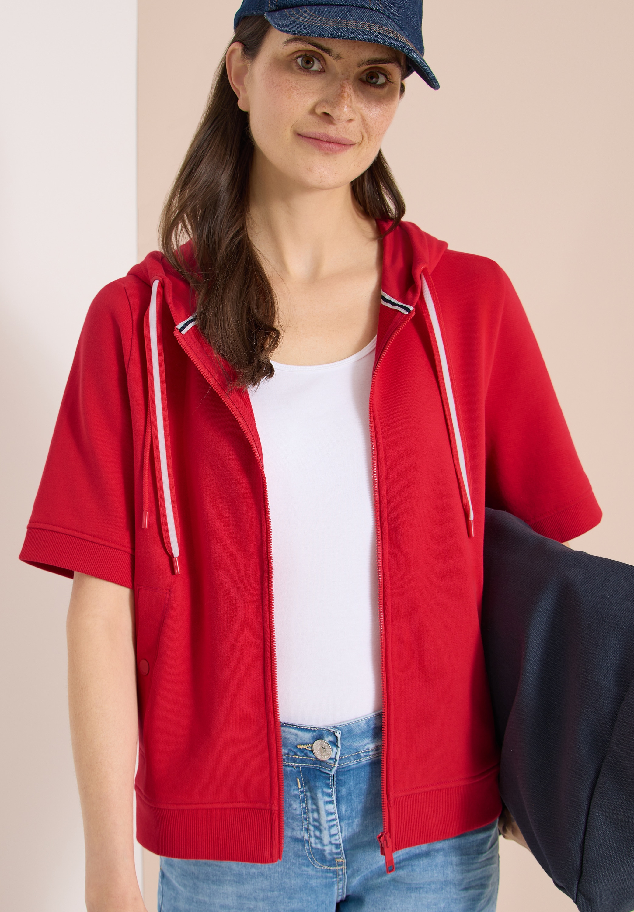 Cecil Sweatjacke Kurzarm Sweatjacke mit Kapuze