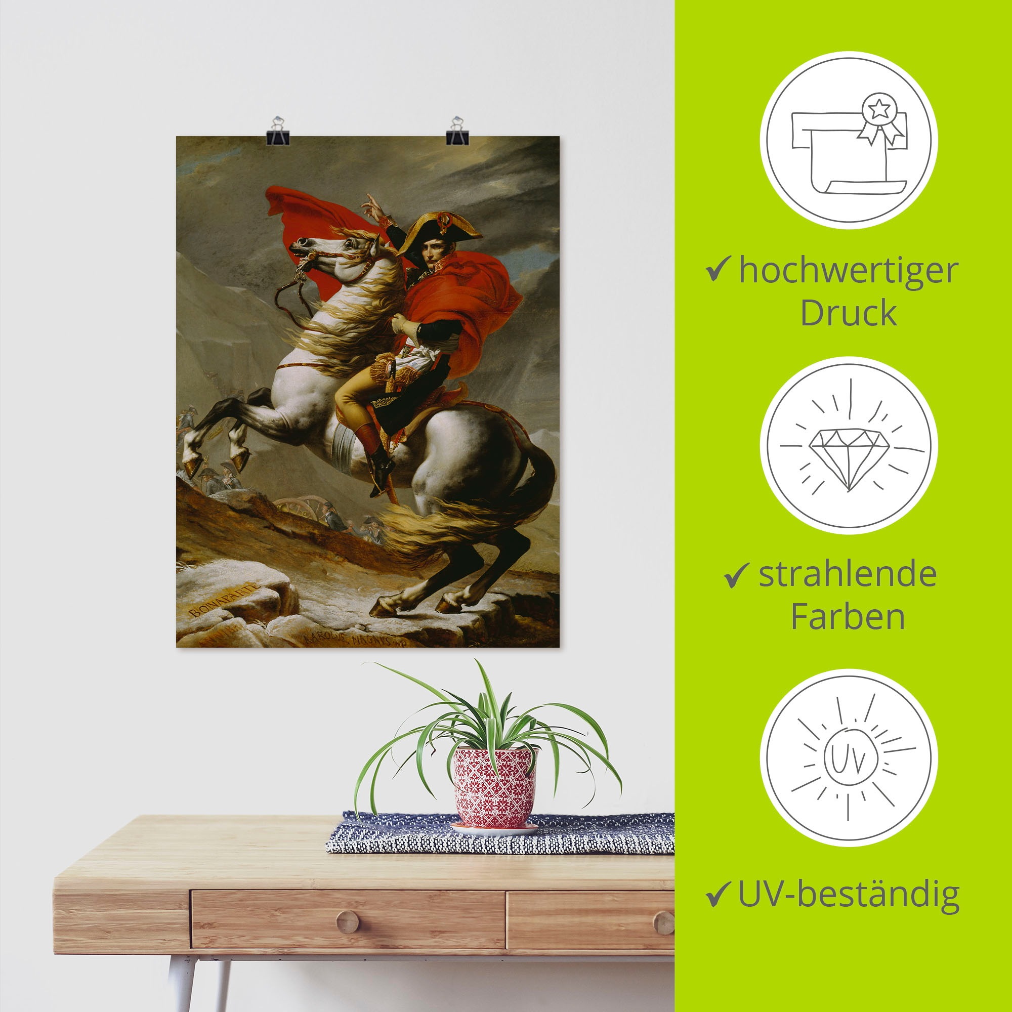 Artland Wandbild »Napoleon bei der Überquerung der Alpen.« Menschen 1 Stk. tlg. als Leinwandbild, Poster in verschied. Größen