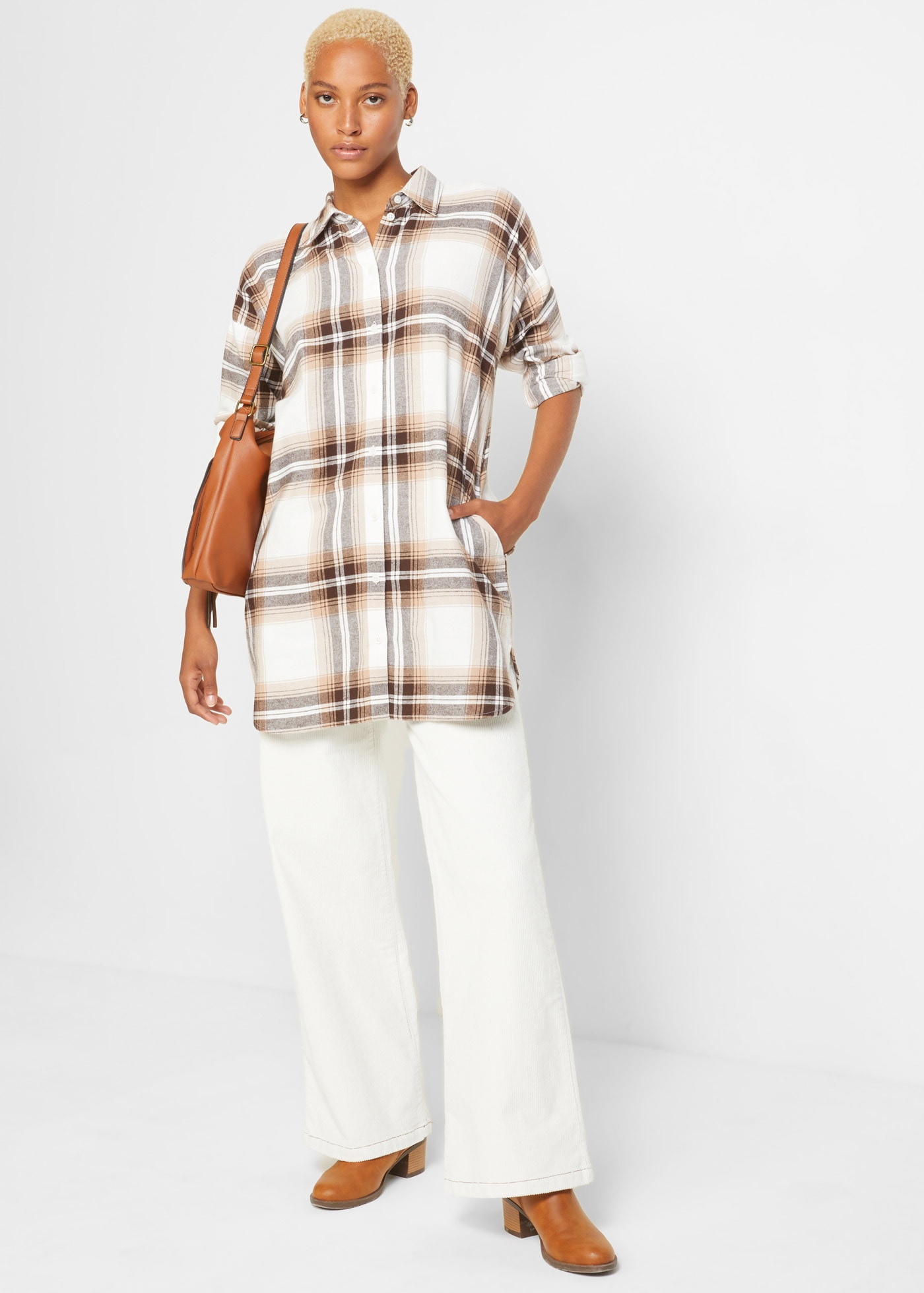 bonprix Flanellhemd Oversize Passform, aus Baumwolle, kariertes Muster