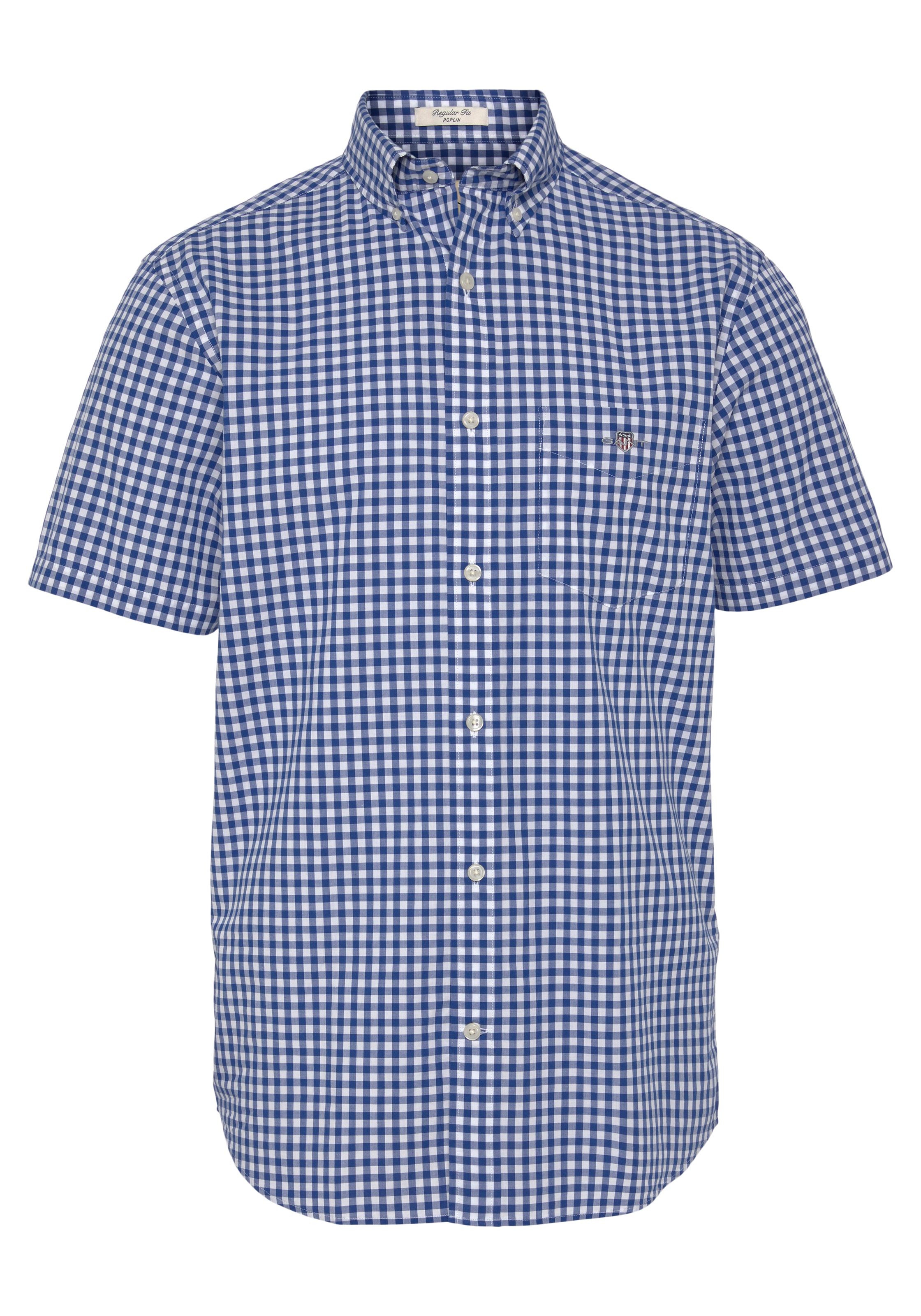 Gant Kurzarmhemd »Regular Fit Gingham Popeline Hemd strapazierfähig pflegeleicht kariert«, mit einer kleinen Logostickerei auf der Brusttasche