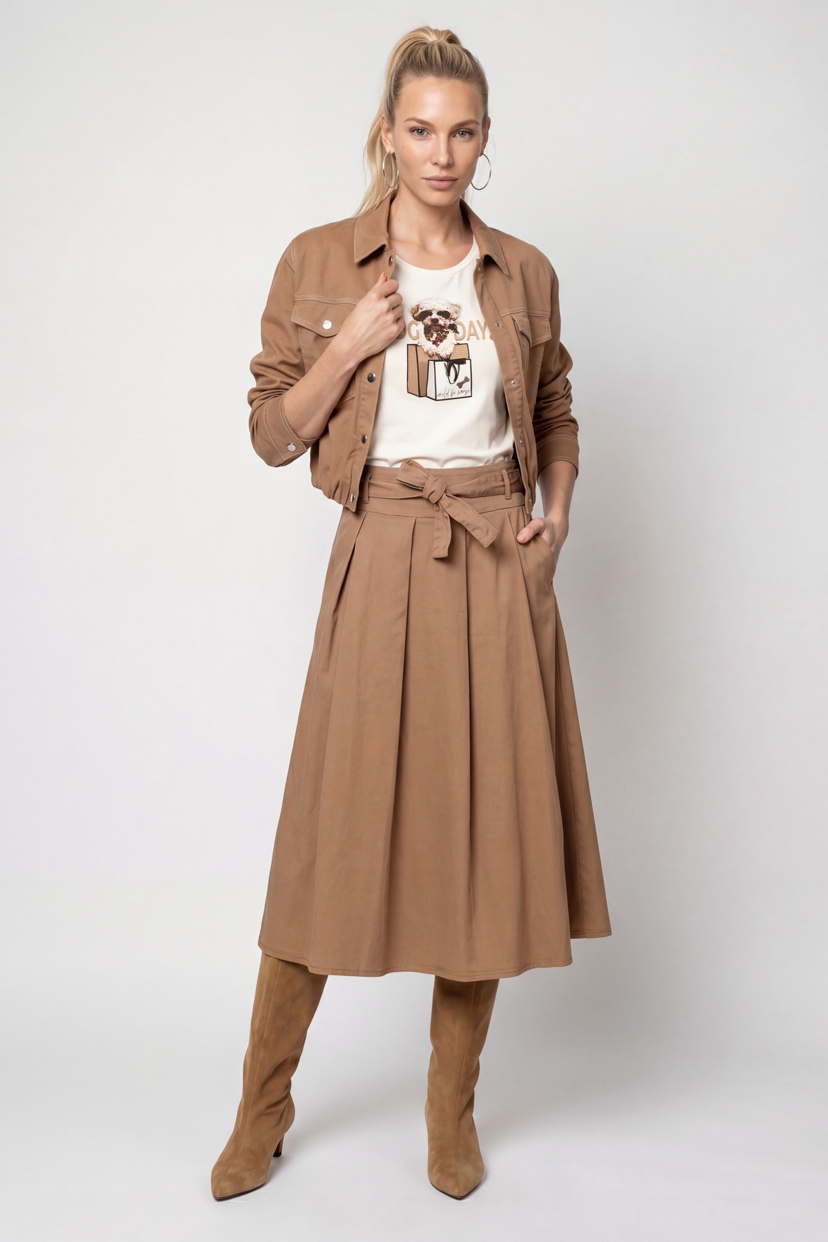 Monari Midirock »Rock Lyocellmix« Regular fit mit gelegten Falten