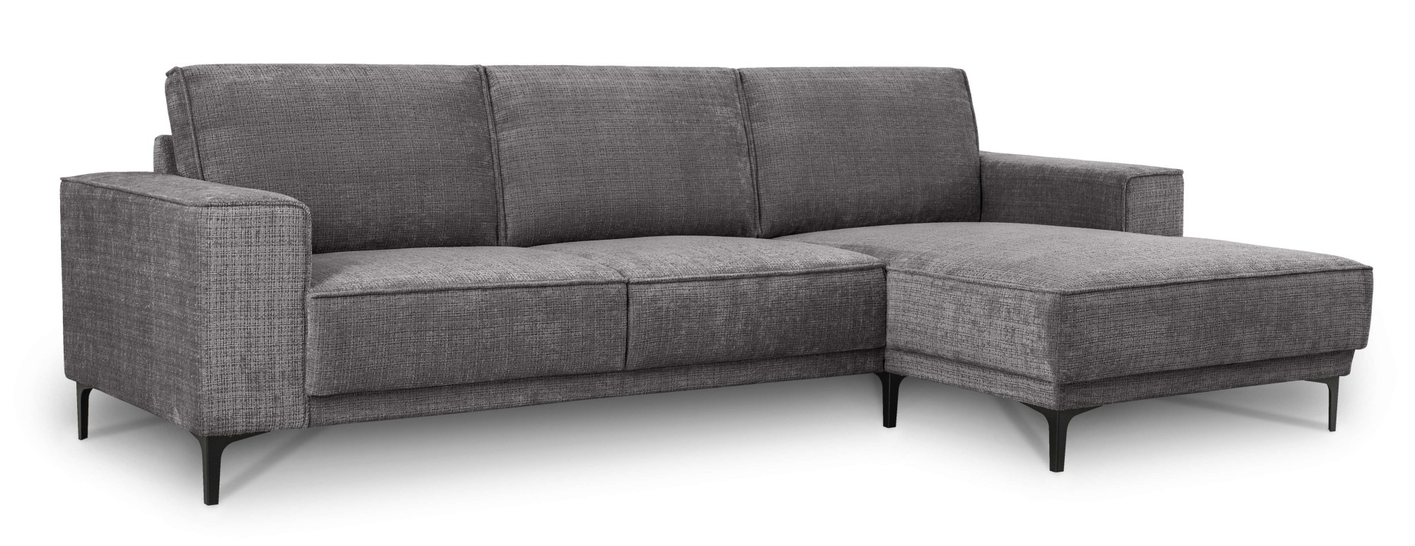 Places of Style Ecksofa »Polsterecke Oland, Struktur, Flachgewebe, Luxus-Microfaser, Boucle«, L-Form, 280 cm, Wellenunterfederung, Skandi-Design, Metallfüße