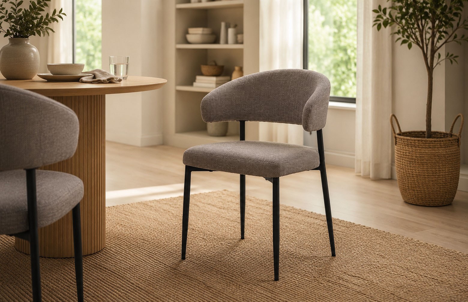 ACTONA GROUP Esszimmerstuhl »Edina 2er Set, Stoff - bequem & stilvoll, mehrere Farben, moderne« () Gepolstert, weicher Bezug & hoher Sitzkomfort, schwarze Stahlbeine