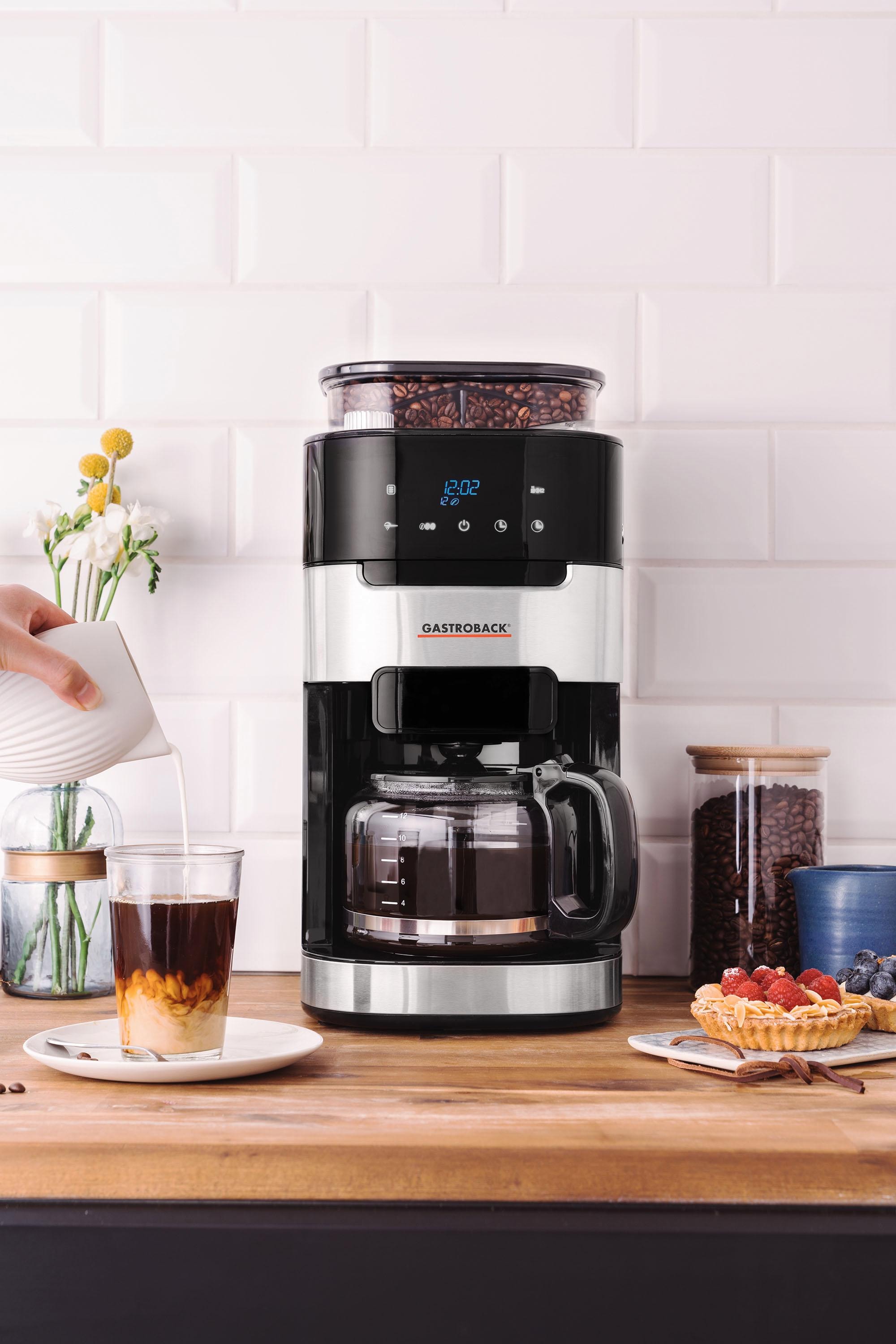 Gastroback Kaffeemaschine mit Mahlwerk »Grind & Brew Pro 42711« 1,5 l Kaffeekanne Permanentfilter Timerfunktion, auch für Kaffeepulver verwendbar, Warmhaltefunktion