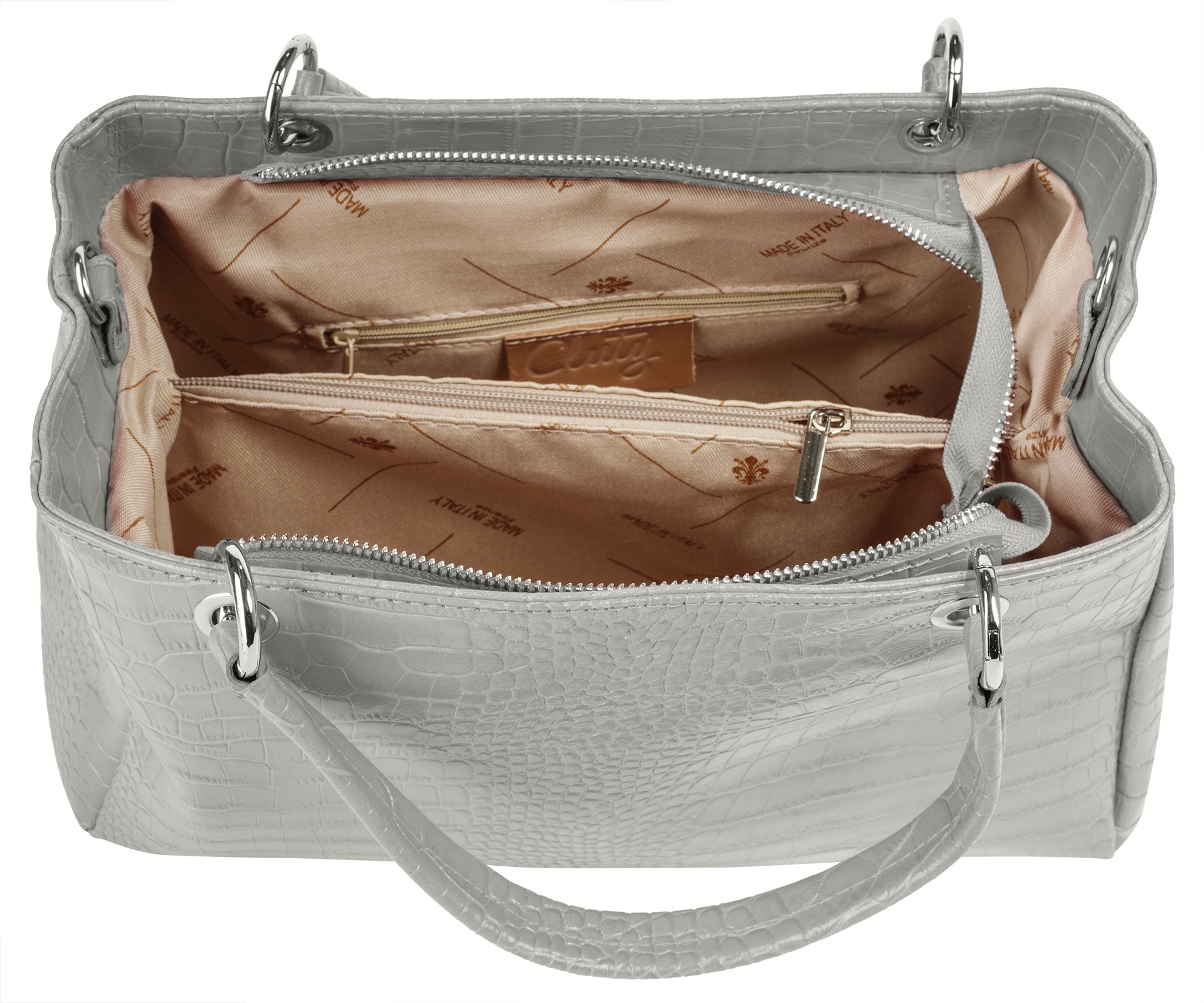 Cluty Henkeltasche, echt Leder, Made in Italy