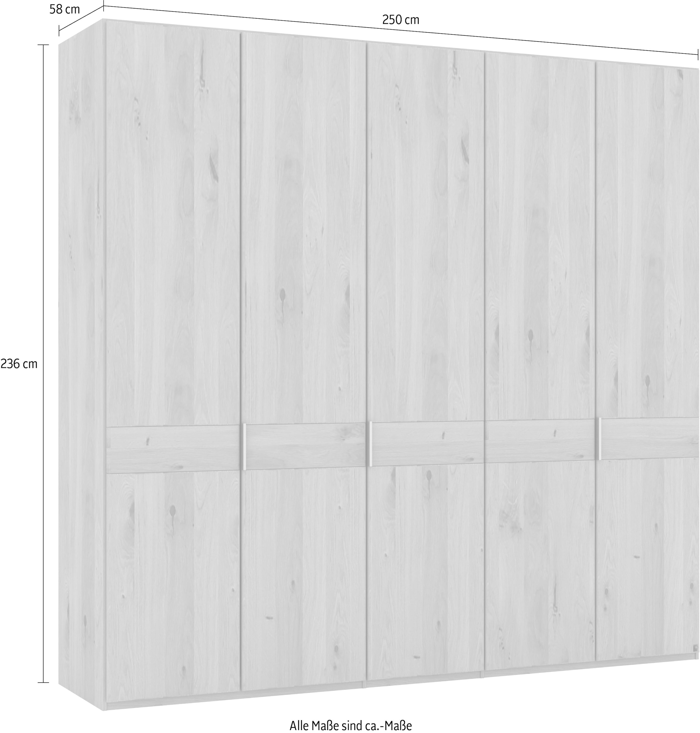 Musterring Drehtürenschrank »Savona, Kleiderschrank, Schrank, Garderobe, teilmassiv Eiche«, (mit Türdämpfern, in 5 Breiten & 2 Höhen, extra Böden, MADE IN GERMANY), Türen in Bianco-Eiche massiv, mit Querriegel, verschiedene Größen