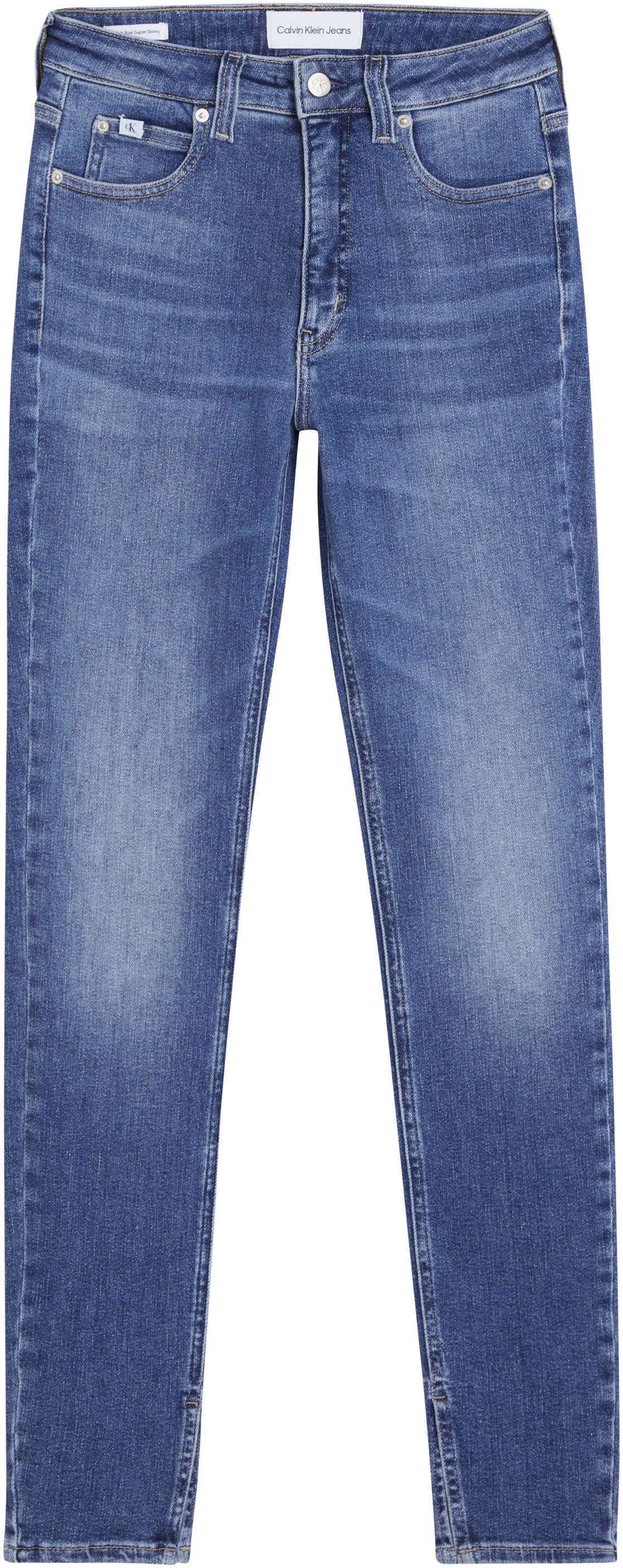Calvin Klein Jeans Skinny-fit-Jeans Jeans ANKLE«, Bundabschluss RISE hinteren mit SKINNY »HIGH SUPER Calvin bei OTTO am Klein Leder-Badge
