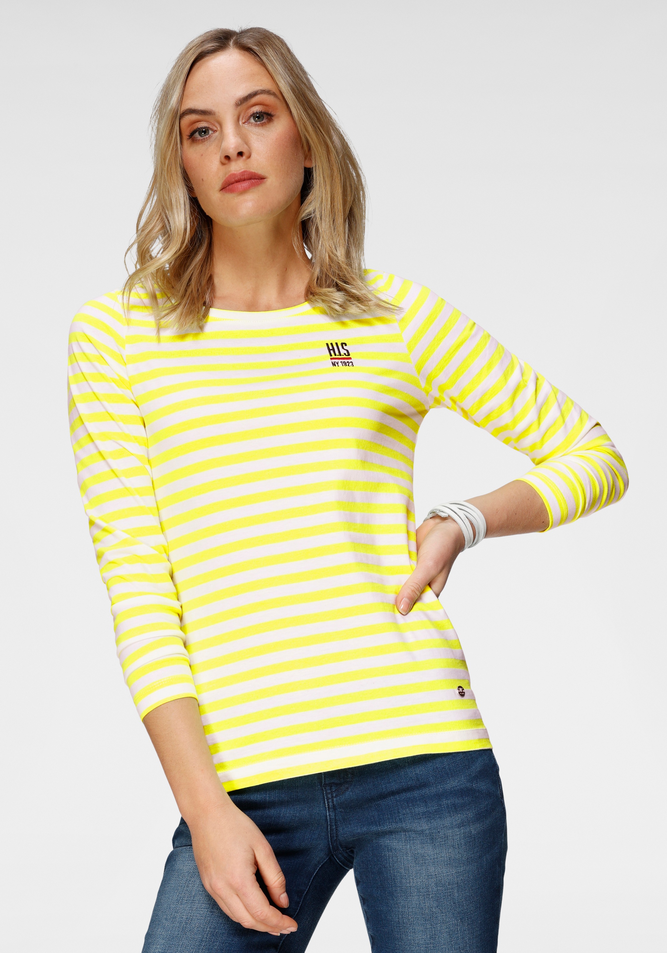 H.I.S Langarmshirt, in Neon gestreift von H.I.S