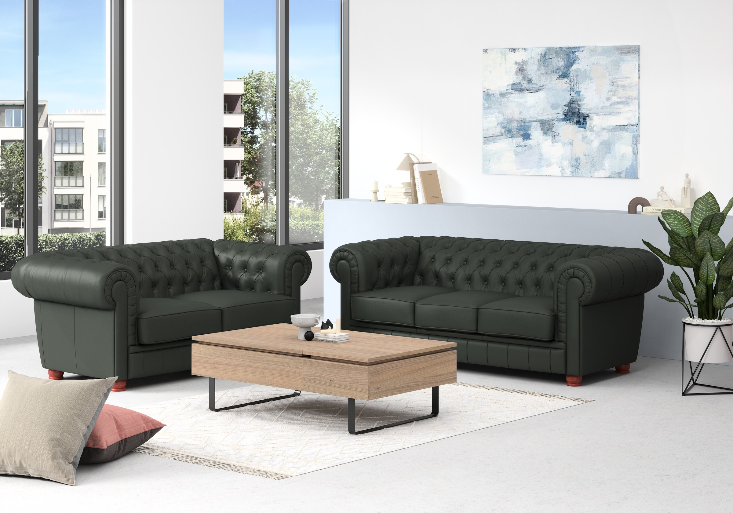 Max Winzer® Chesterfield-Sofa »Kent 2-Sitzer, edel und bequem, hochwertige Detailverarbeitung«, mit aufwendiger Knopfheftung, komfortable Armlehne, Breite 175 cm