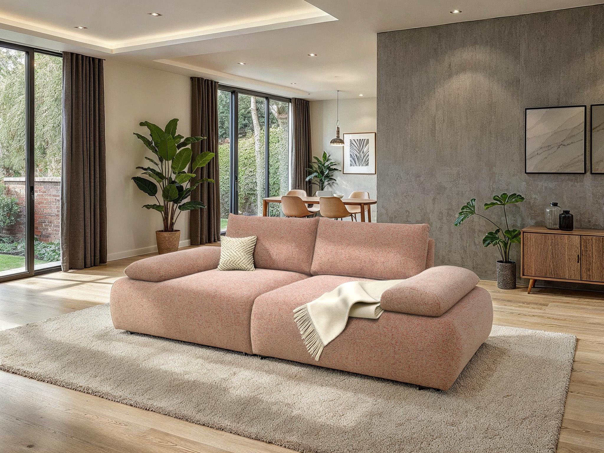 DOMO collection Big-Sofa »800016 Megasofa Breite 244cm, Federkernunterfederung«, (2 St.), moderner Strukturstoff aus 95% Polyester und 5% Baumwolle
