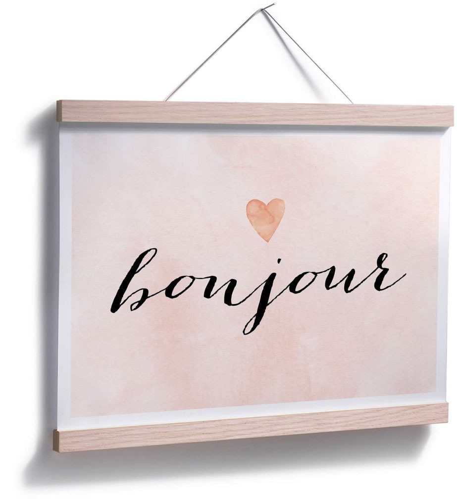Wall-Art Poster »Bonjour«, Schriftzug, (1 St.), Poster, Wandbild, Bild,  Wandposter im OTTO Online Shop