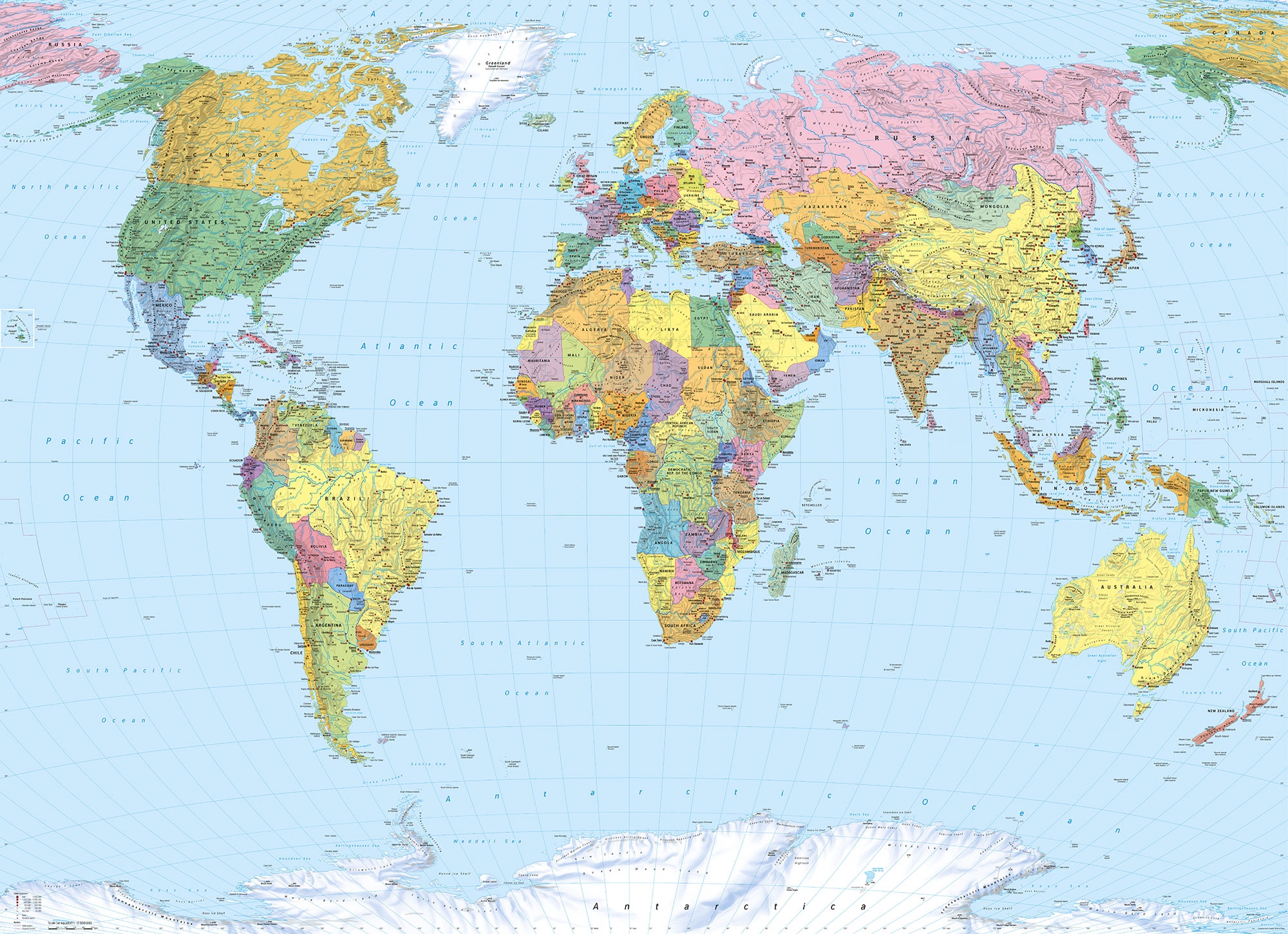 Fototapete »Fototapete«, bedruckt, Papier Fototapete - World Map - Größe 270 x 188 cm